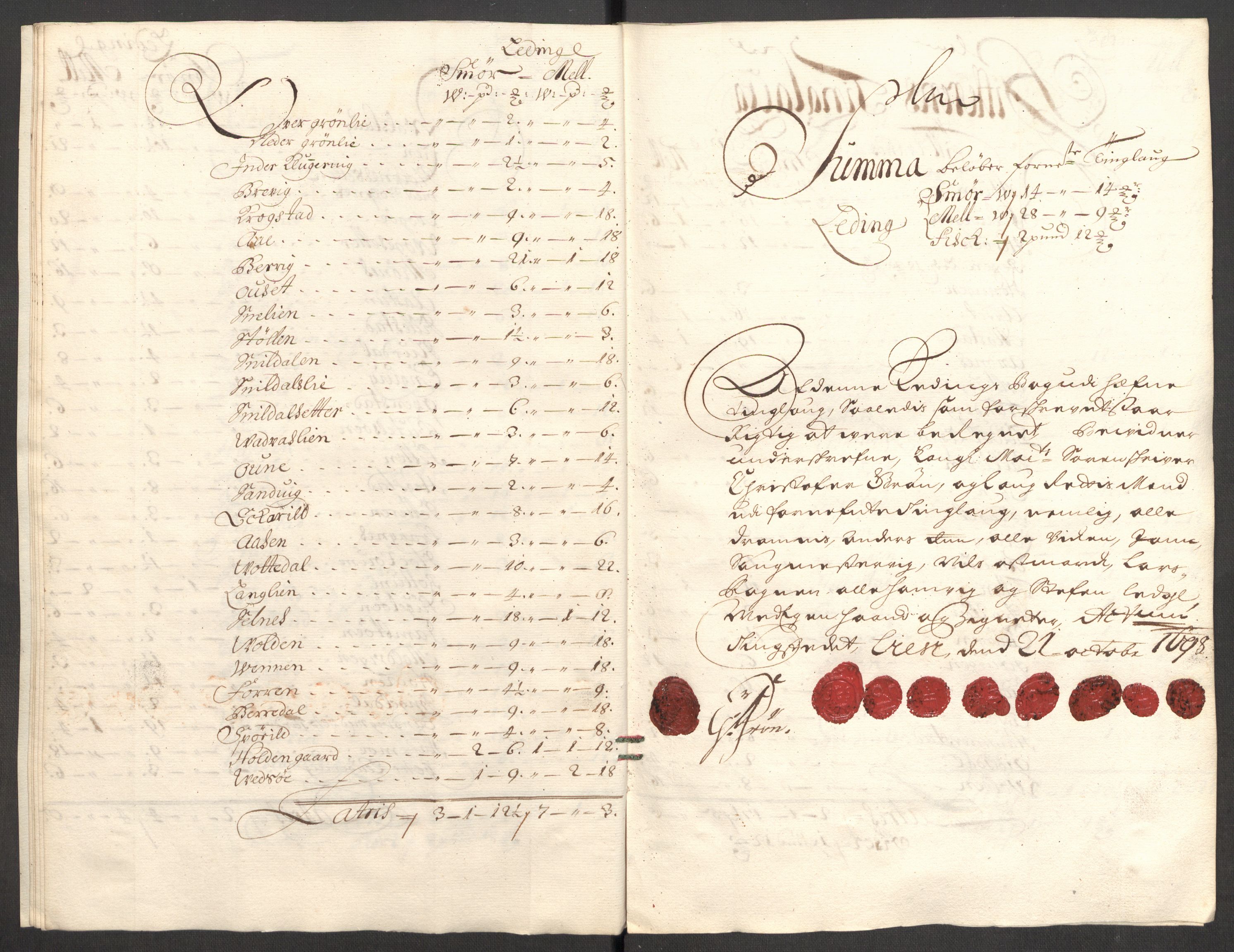 Rentekammeret inntil 1814, Reviderte regnskaper, Fogderegnskap, RA/EA-4092/R57/L3853: Fogderegnskap Fosen, 1698-1699, s. 27