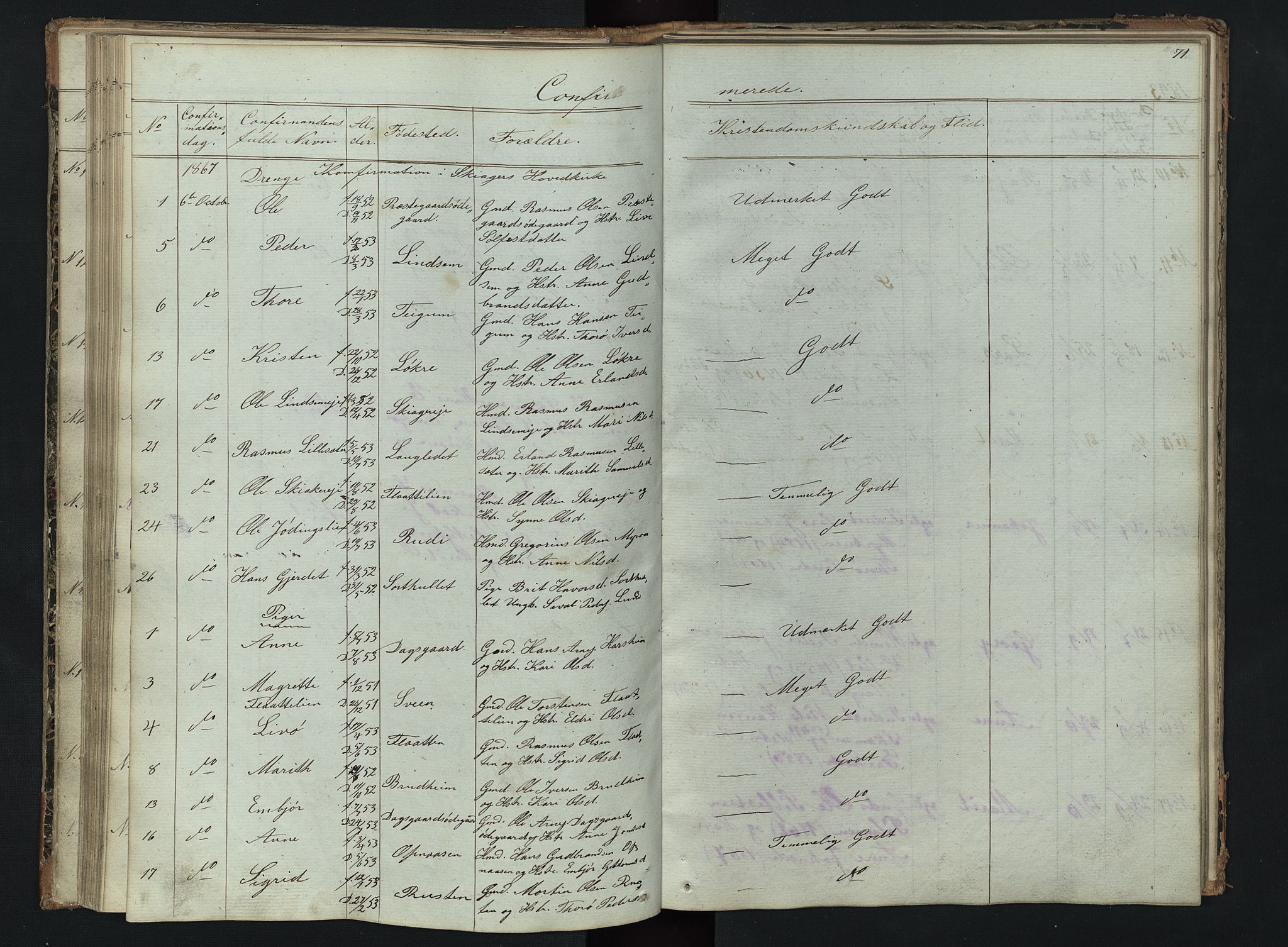 Skjåk prestekontor, AV/SAH-PREST-072/H/Ha/Hab/L0002: Klokkerbok nr. 2, 1867-1894, s. 71