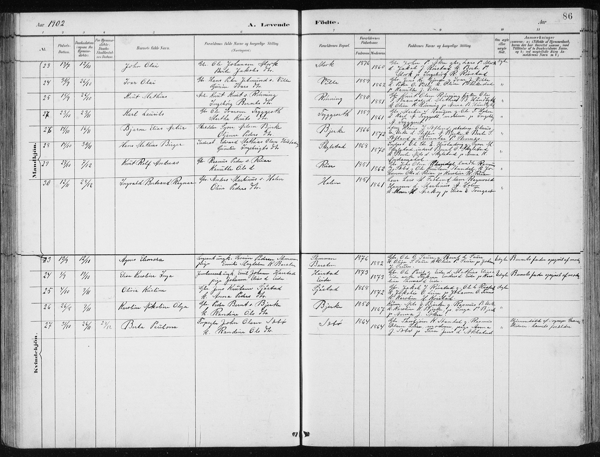 Ministerialprotokoller, klokkerbøker og fødselsregistre - Møre og Romsdal, AV/SAT-A-1454/515/L0215: Klokkerbok nr. 515C02, 1884-1906, s. 86