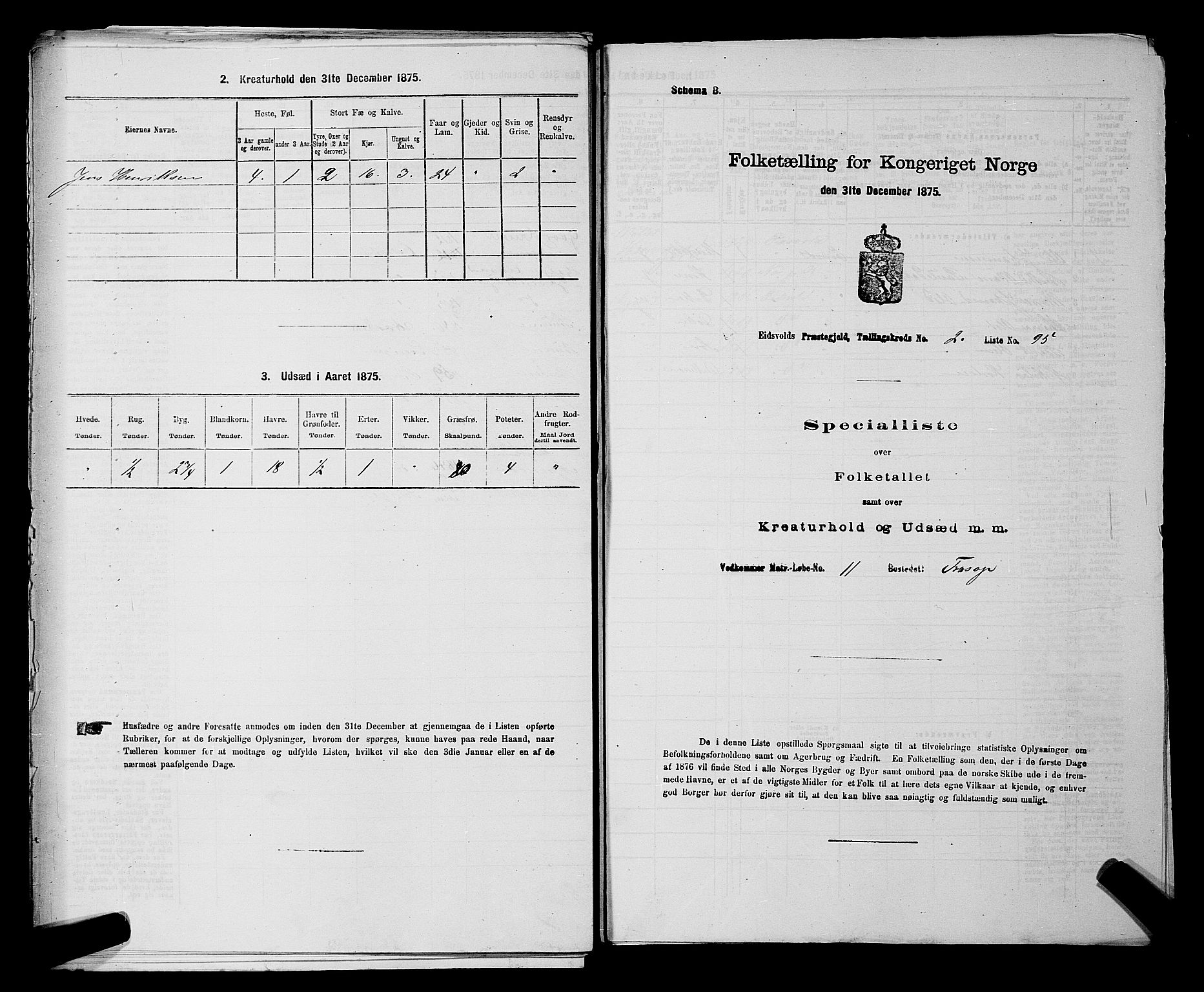 RA, Folketelling 1875 for 0237P Eidsvoll prestegjeld, 1875, s. 287