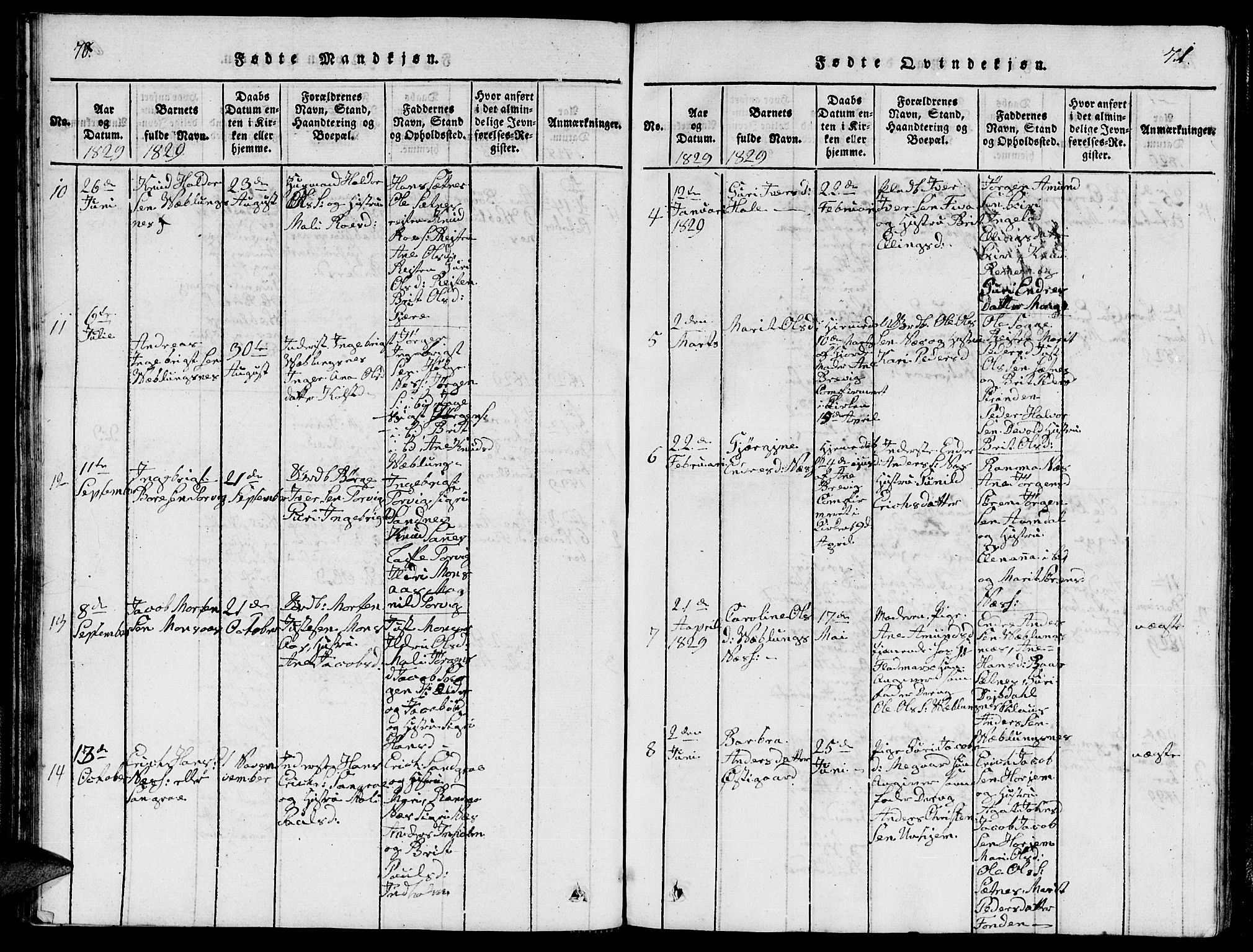 Ministerialprotokoller, klokkerbøker og fødselsregistre - Møre og Romsdal, AV/SAT-A-1454/544/L0579: Klokkerbok nr. 544C01, 1818-1836, s. 70-71