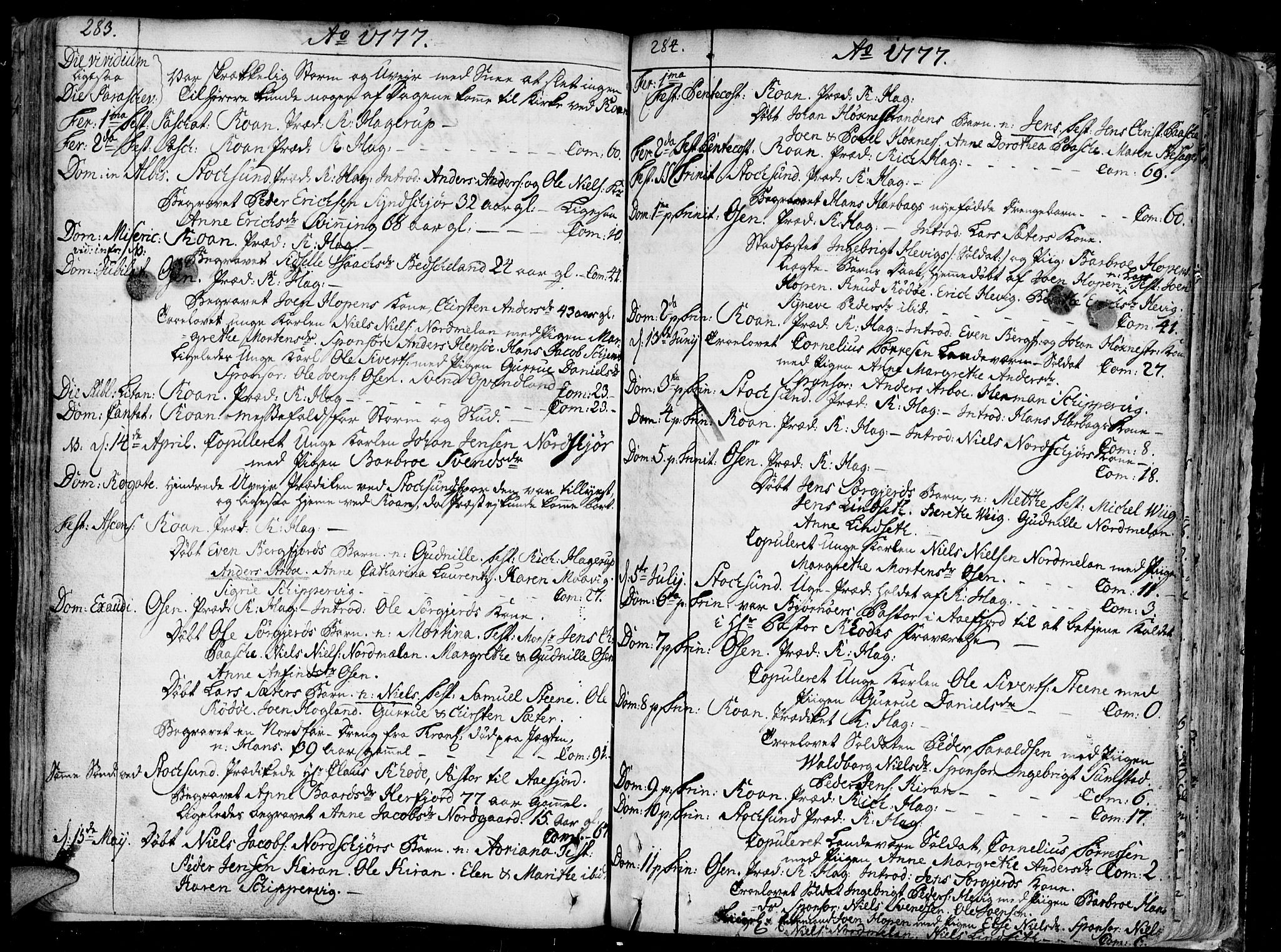 Ministerialprotokoller, klokkerbøker og fødselsregistre - Sør-Trøndelag, AV/SAT-A-1456/657/L0700: Ministerialbok nr. 657A01, 1732-1801, s. 283-284