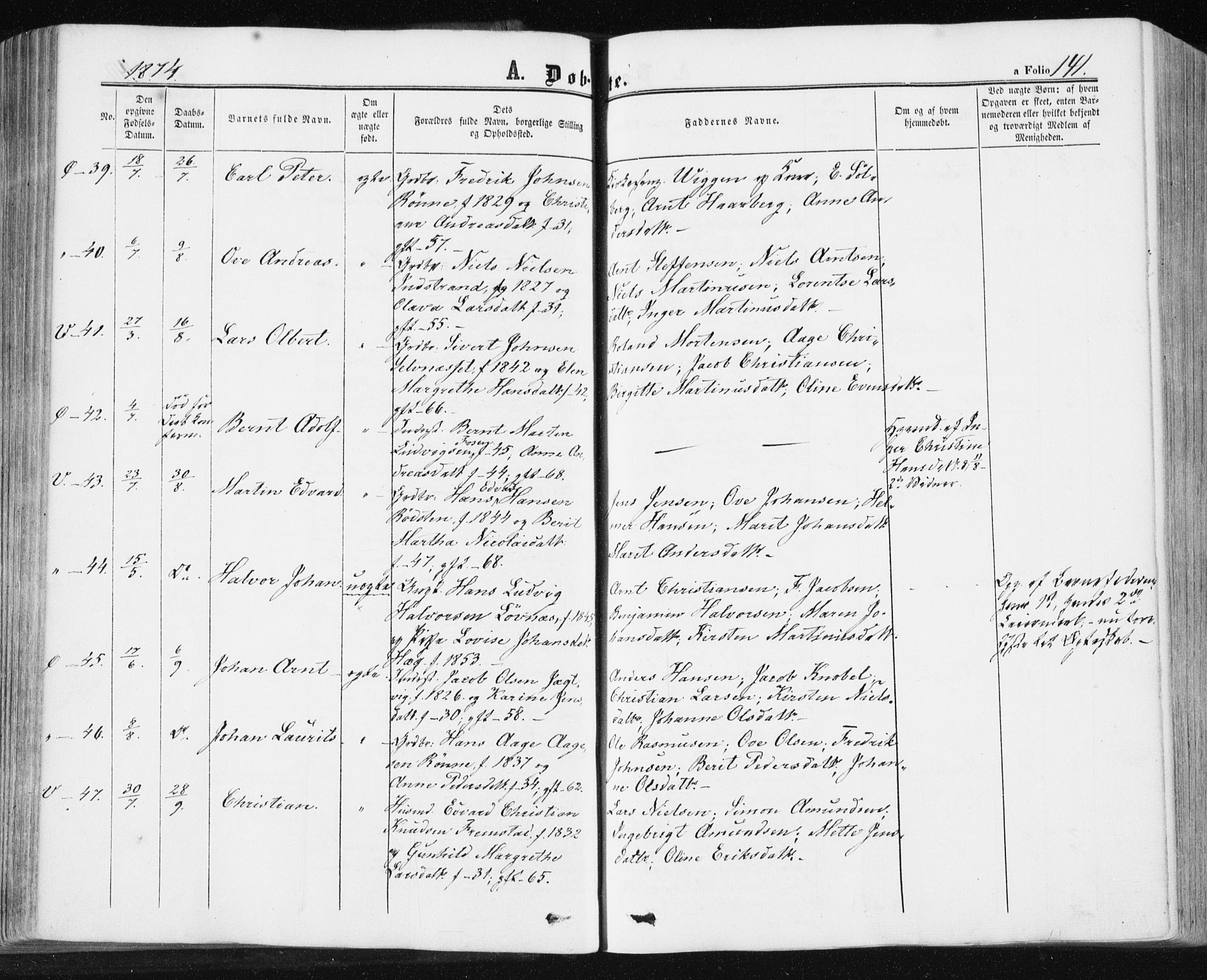Ministerialprotokoller, klokkerbøker og fødselsregistre - Sør-Trøndelag, SAT/A-1456/659/L0737: Ministerialbok nr. 659A07, 1857-1875, s. 141