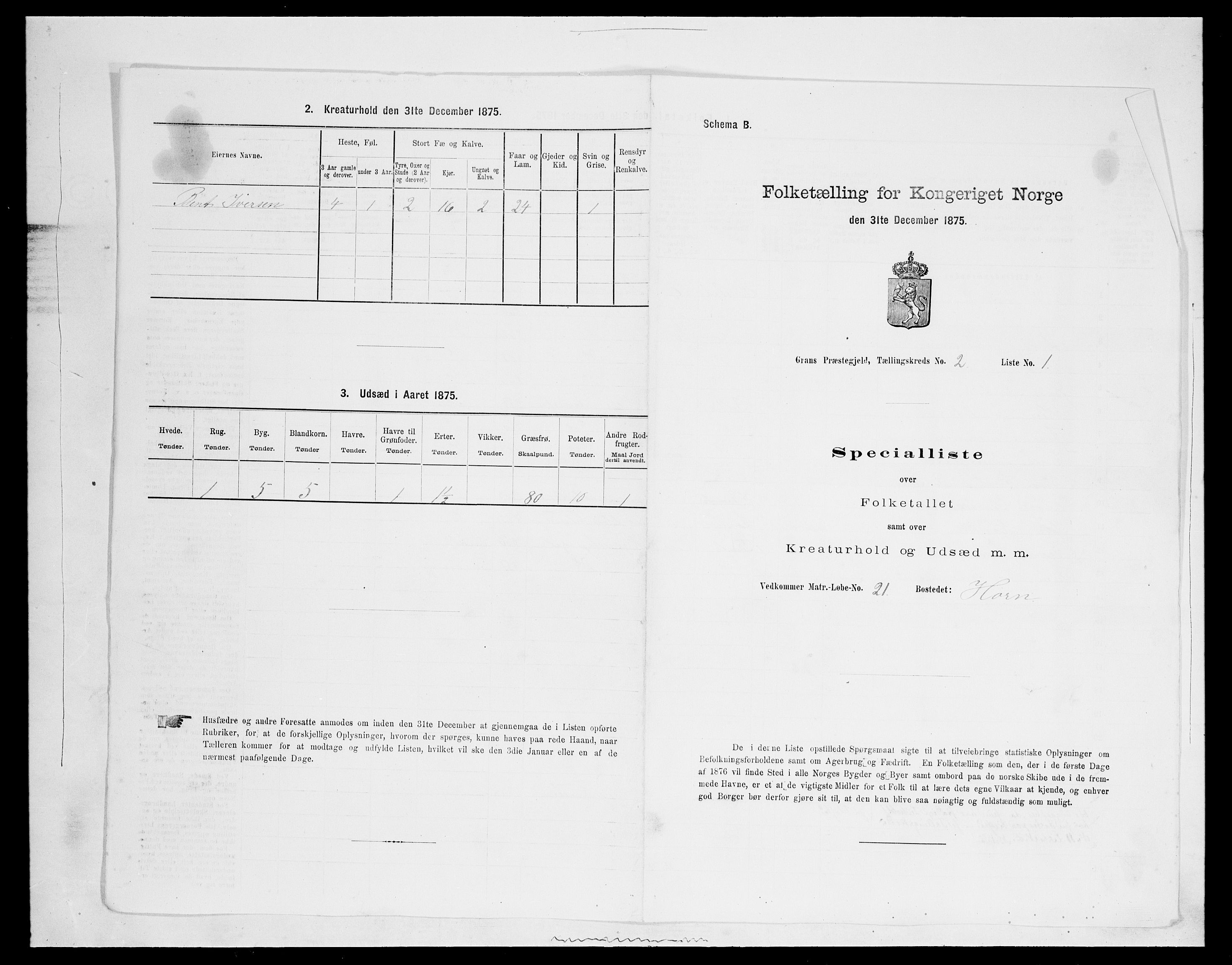 SAH, Folketelling 1875 for 0534P Gran prestegjeld, 1875, s. 266