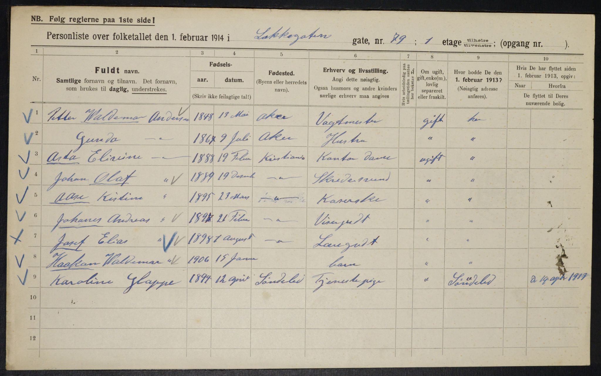 OBA, Kommunal folketelling 1.2.1914 for Kristiania, 1914, s. 56214