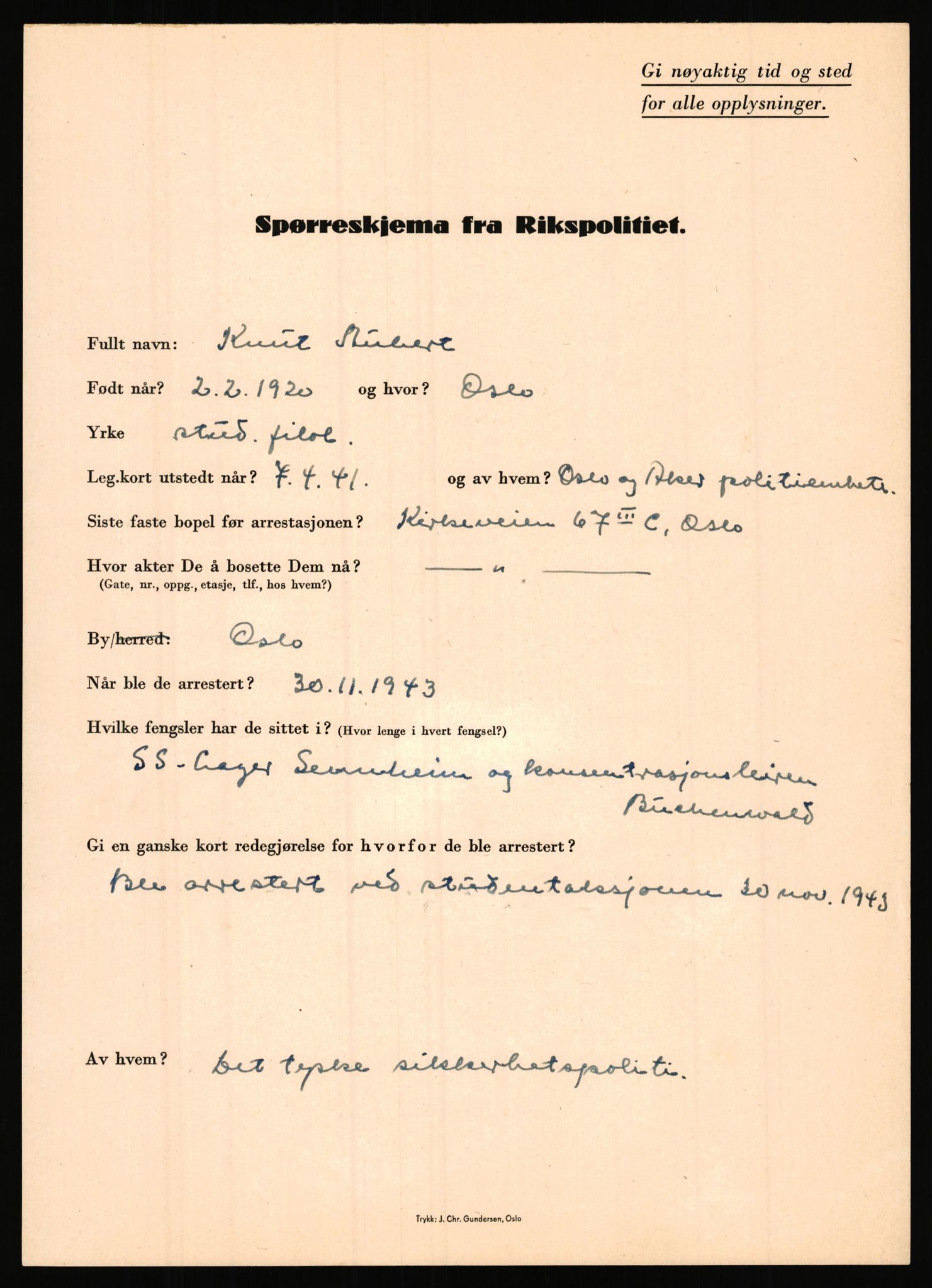 Rikspolitisjefen, AV/RA-S-1560/L/L0001: Abelseth, Rudolf - Berentsen, Odd, 1940-1945, s. 977