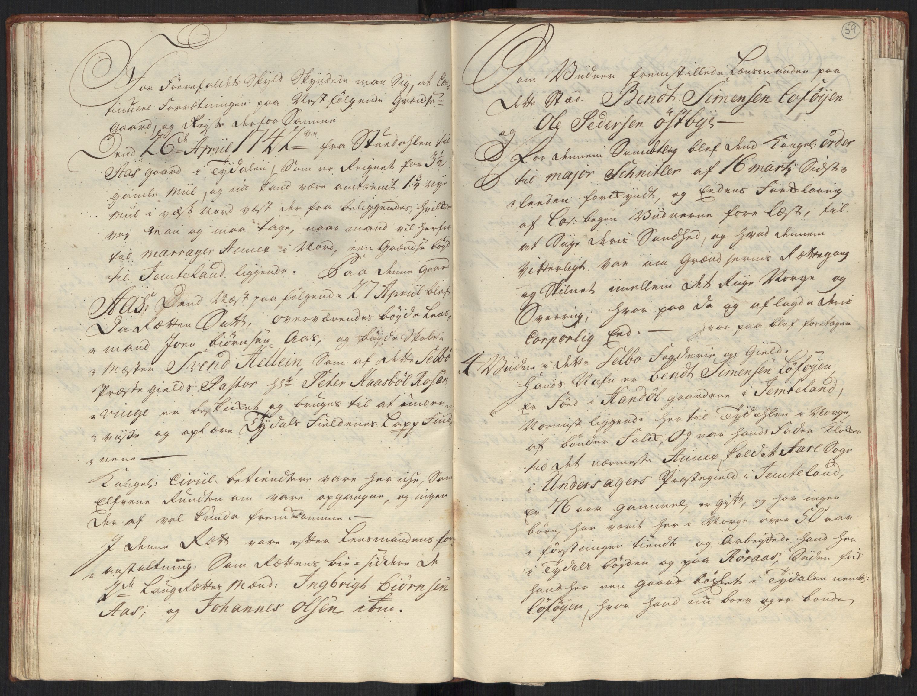 Danske Kanselli, Grensearkivet, AV/RA-EA-4062/F/L0010/0002: Volum XX-XXII / Vol. XXI: Major Schnitlers grenseeksaminasjonsprotokoll, 1. bind, 1742, s. 58b-59a