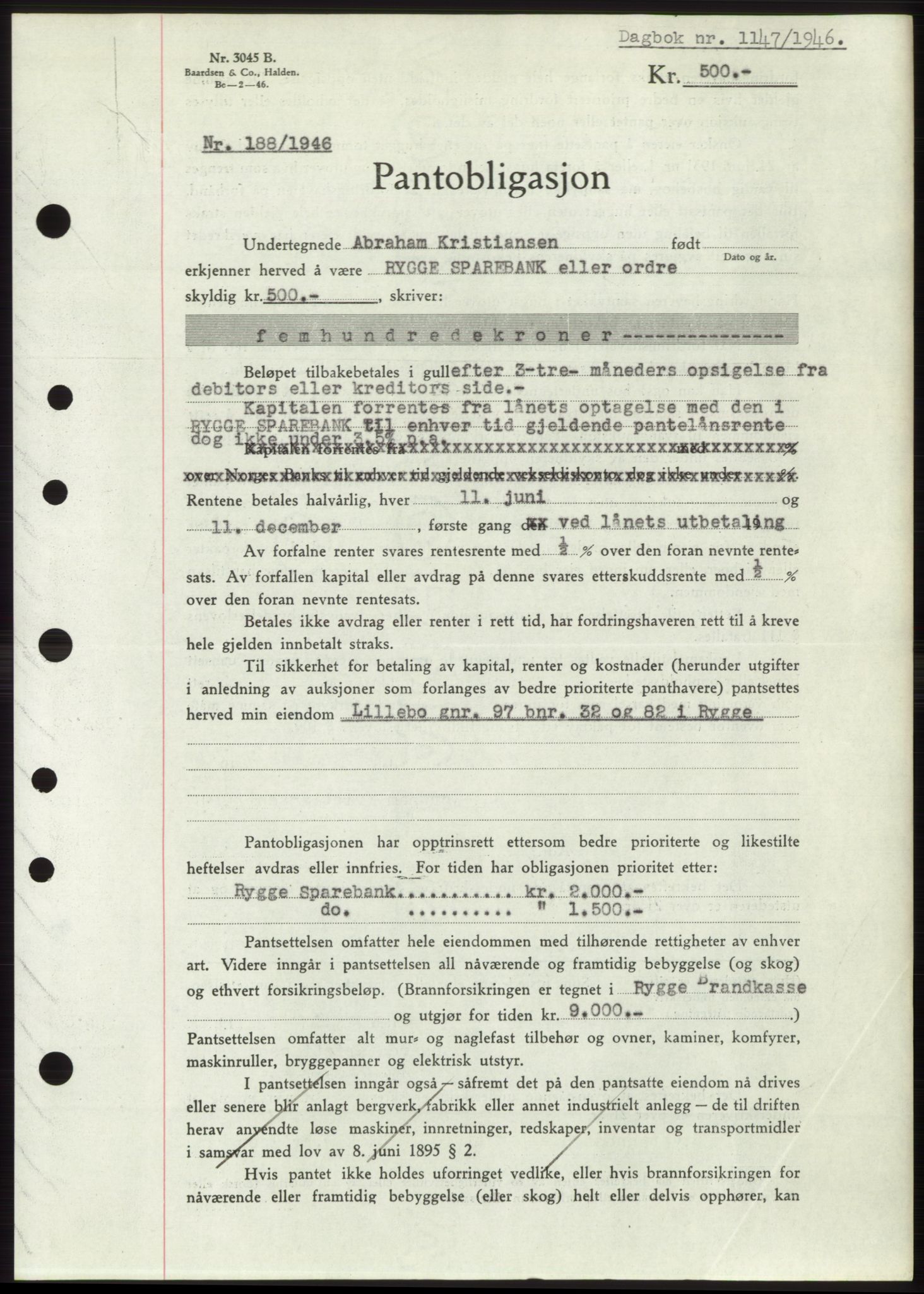 Moss sorenskriveri, SAO/A-10168: Pantebok nr. B15, 1946-1946, Dagboknr: 1147/1946