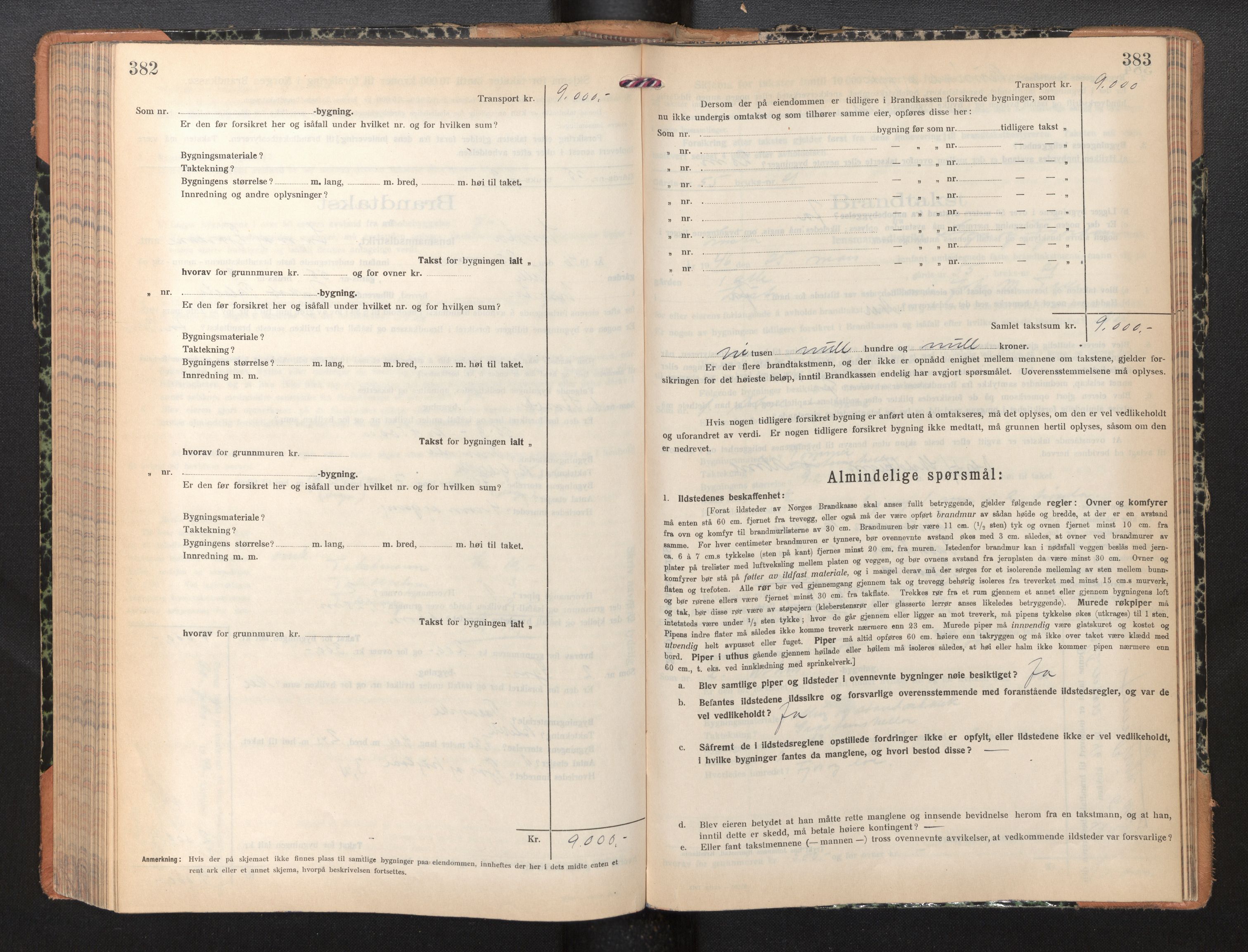 Lensmannen i Luster, SAB/A-29301/0012/L0008: Branntakstprotokoll, skjematakst, 1935-1949, s. 382-383