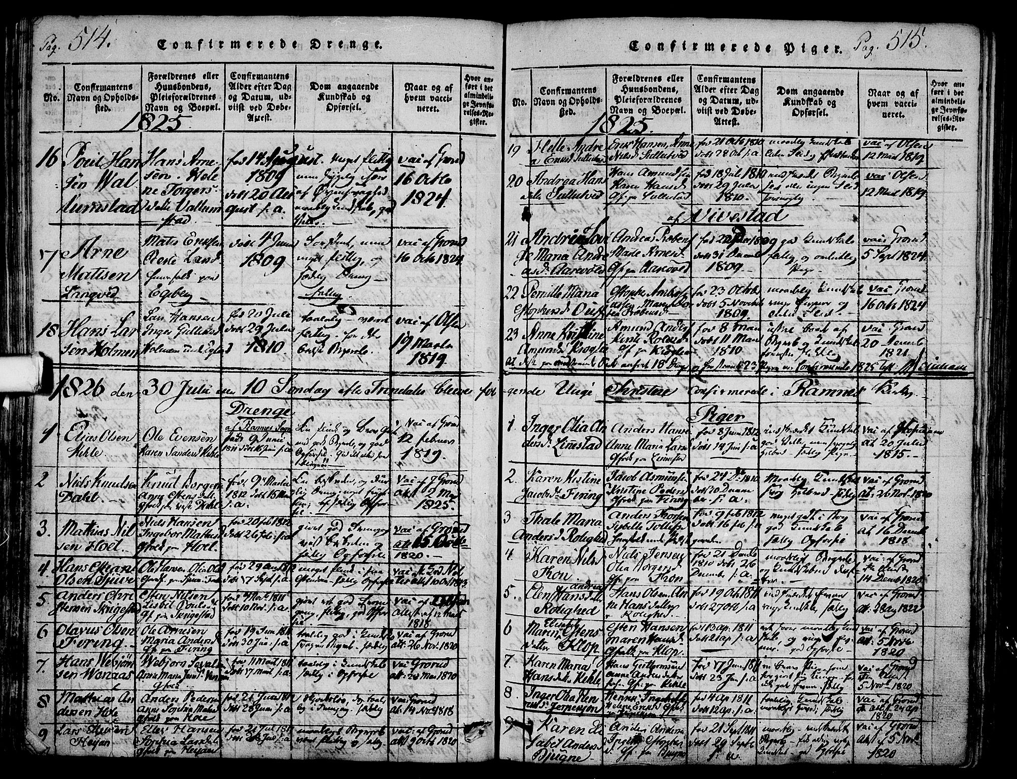 Ramnes kirkebøker, SAKO/A-314/F/Fa/L0004: Ministerialbok nr. I 4, 1813-1840, s. 514-515