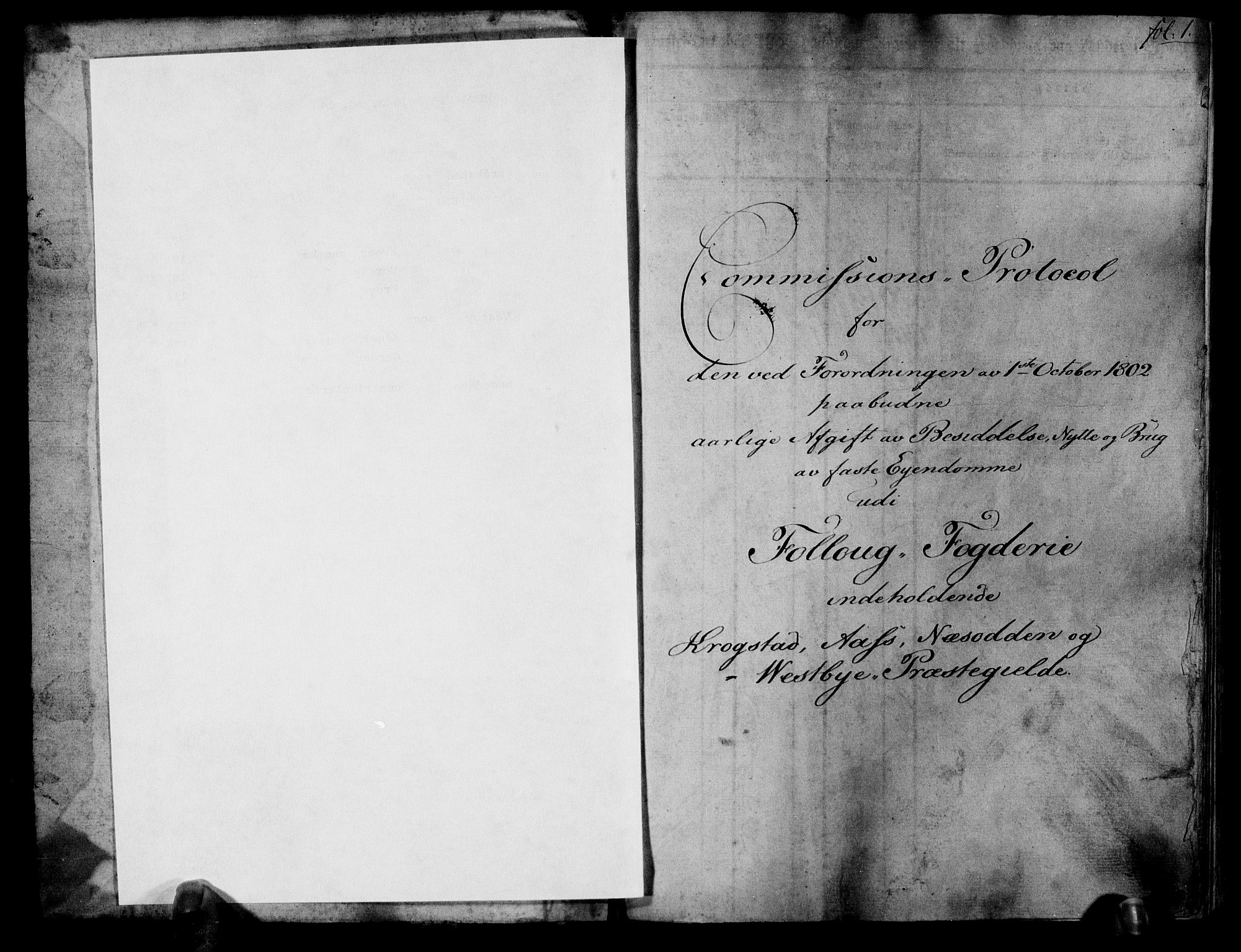 Rentekammeret inntil 1814, Realistisk ordnet avdeling, RA/EA-4070/N/Ne/Nea/L0014: Follo fogderi. Kommisjonsprotokoll, 1803, s. 2