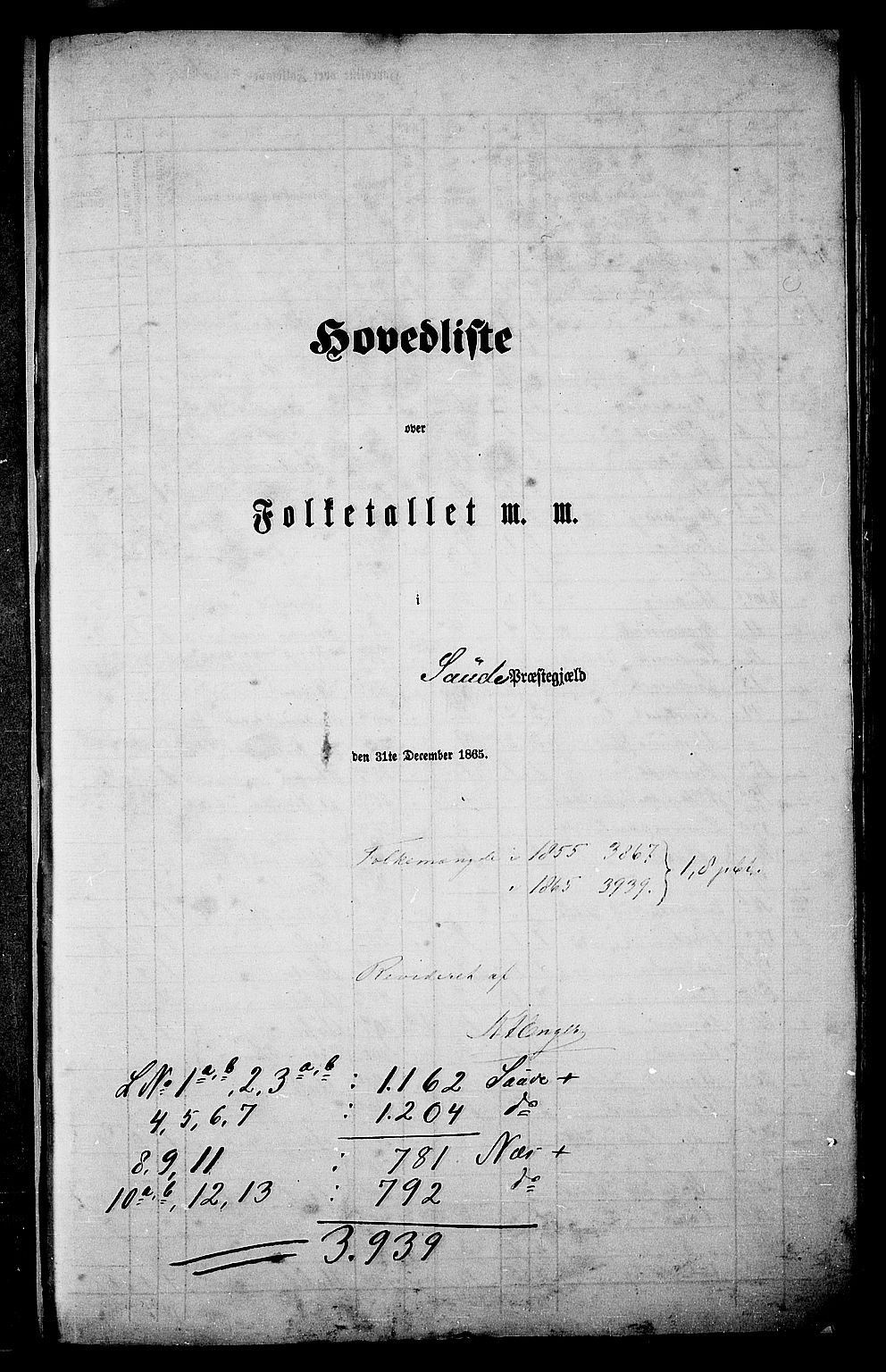 RA, Folketelling 1865 for 0822P Sauherad prestegjeld, 1865, s. 5