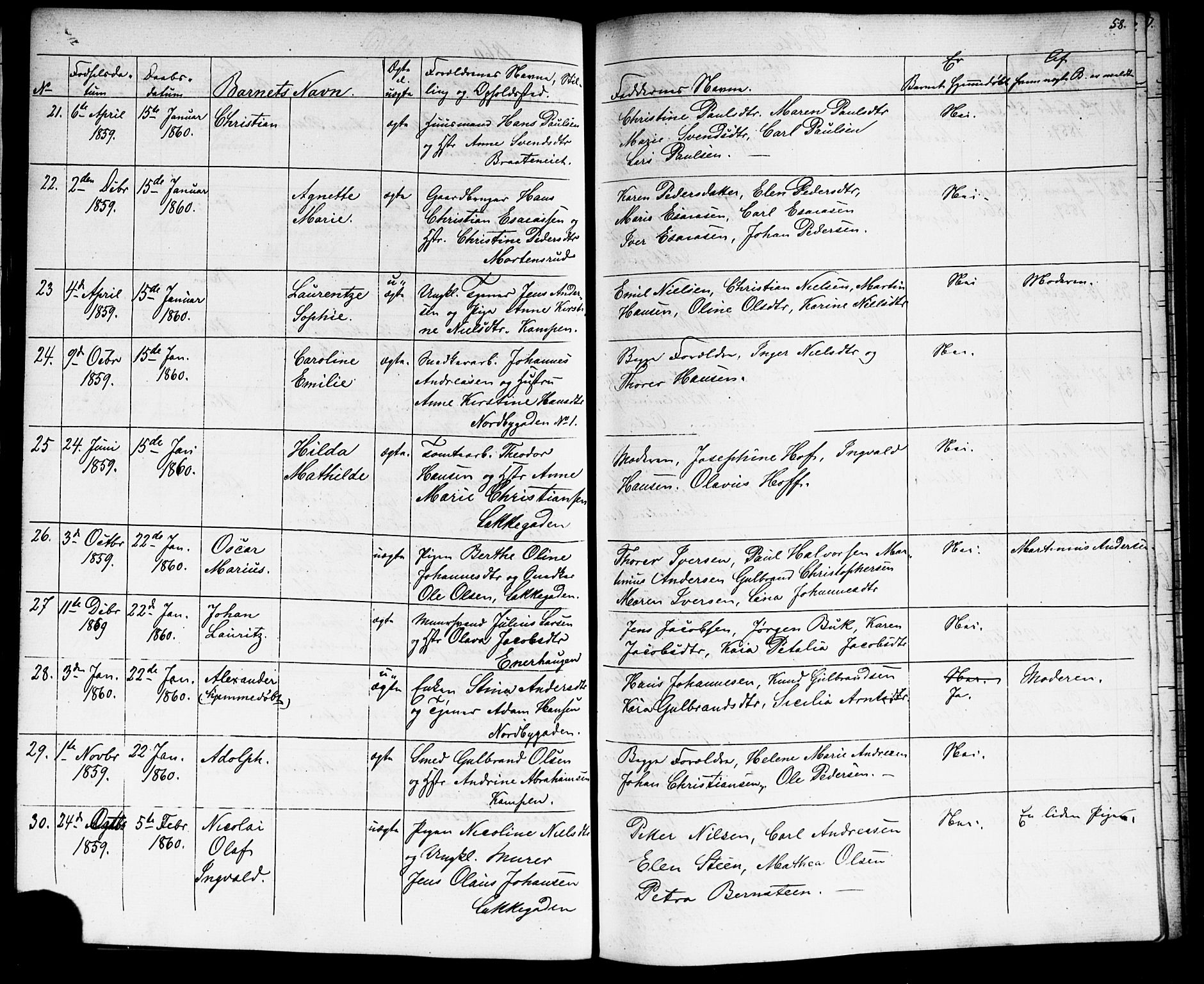 Grønland prestekontor Kirkebøker, AV/SAO-A-10848/G/Ga/L0001: Klokkerbok nr. 1, 1859-1861, s. 58
