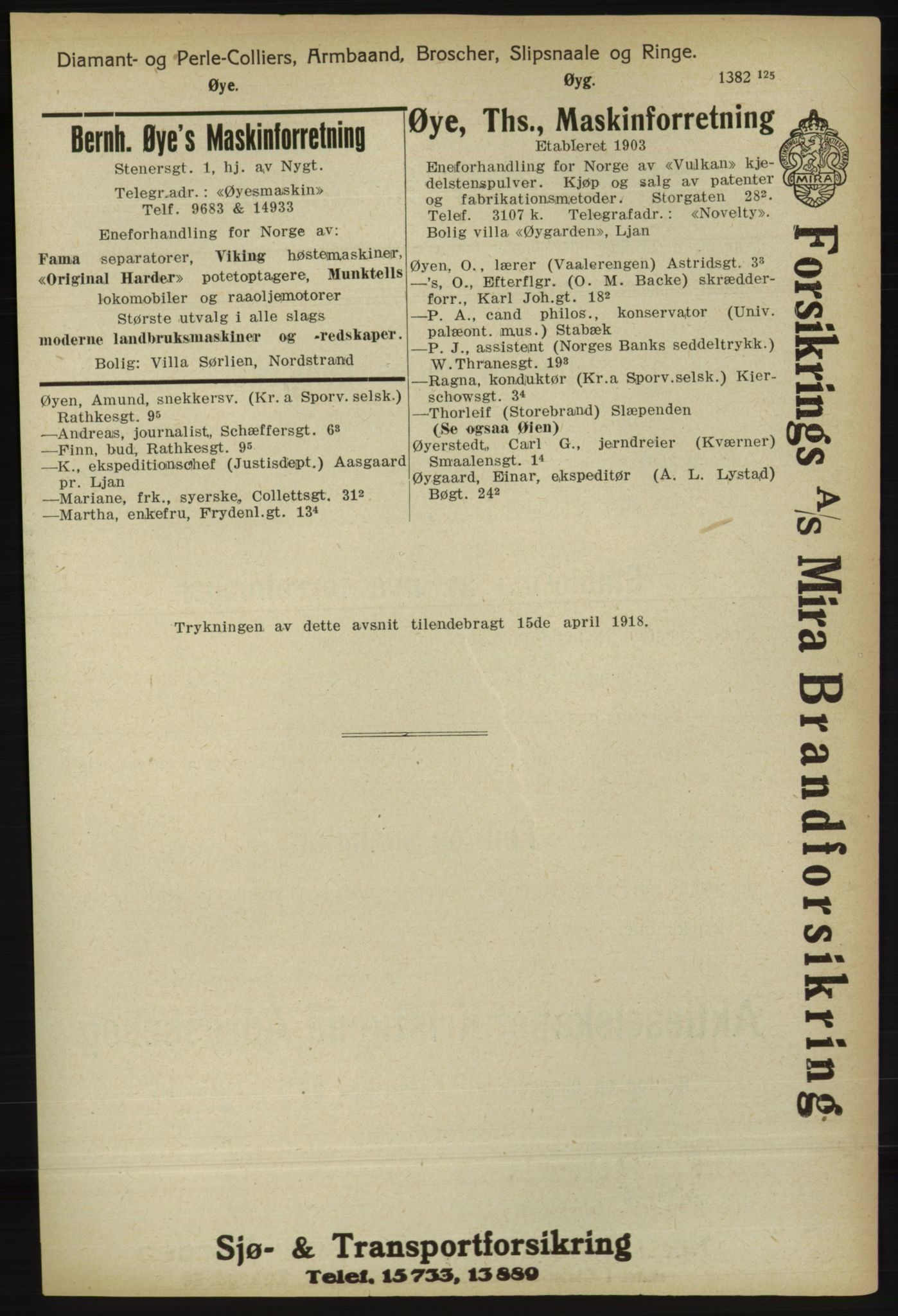 Kristiania/Oslo adressebok, PUBL/-, 1918, s. 1533