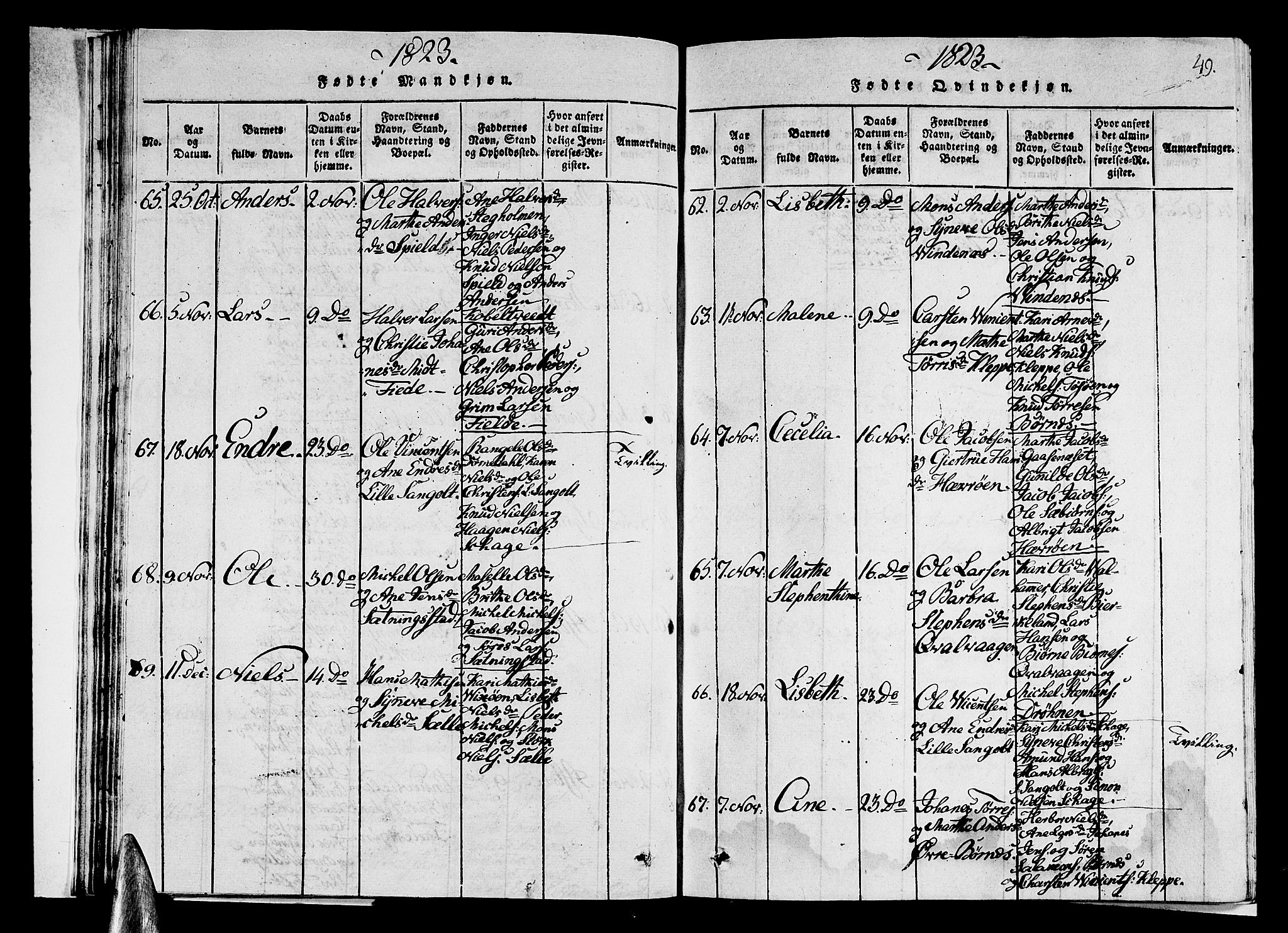 Sund sokneprestembete, AV/SAB-A-99930: Klokkerbok nr. A 1, 1816-1827, s. 49