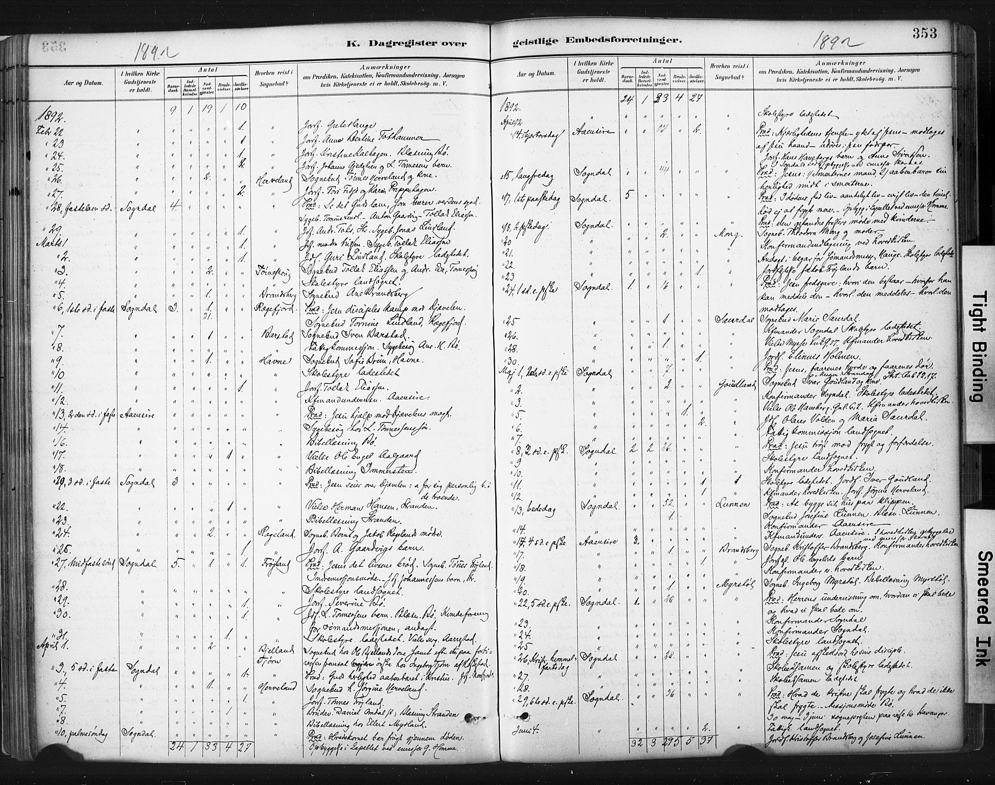 Sokndal sokneprestkontor, AV/SAST-A-101808: Ministerialbok nr. A 11.2, 1887-1905, s. 353