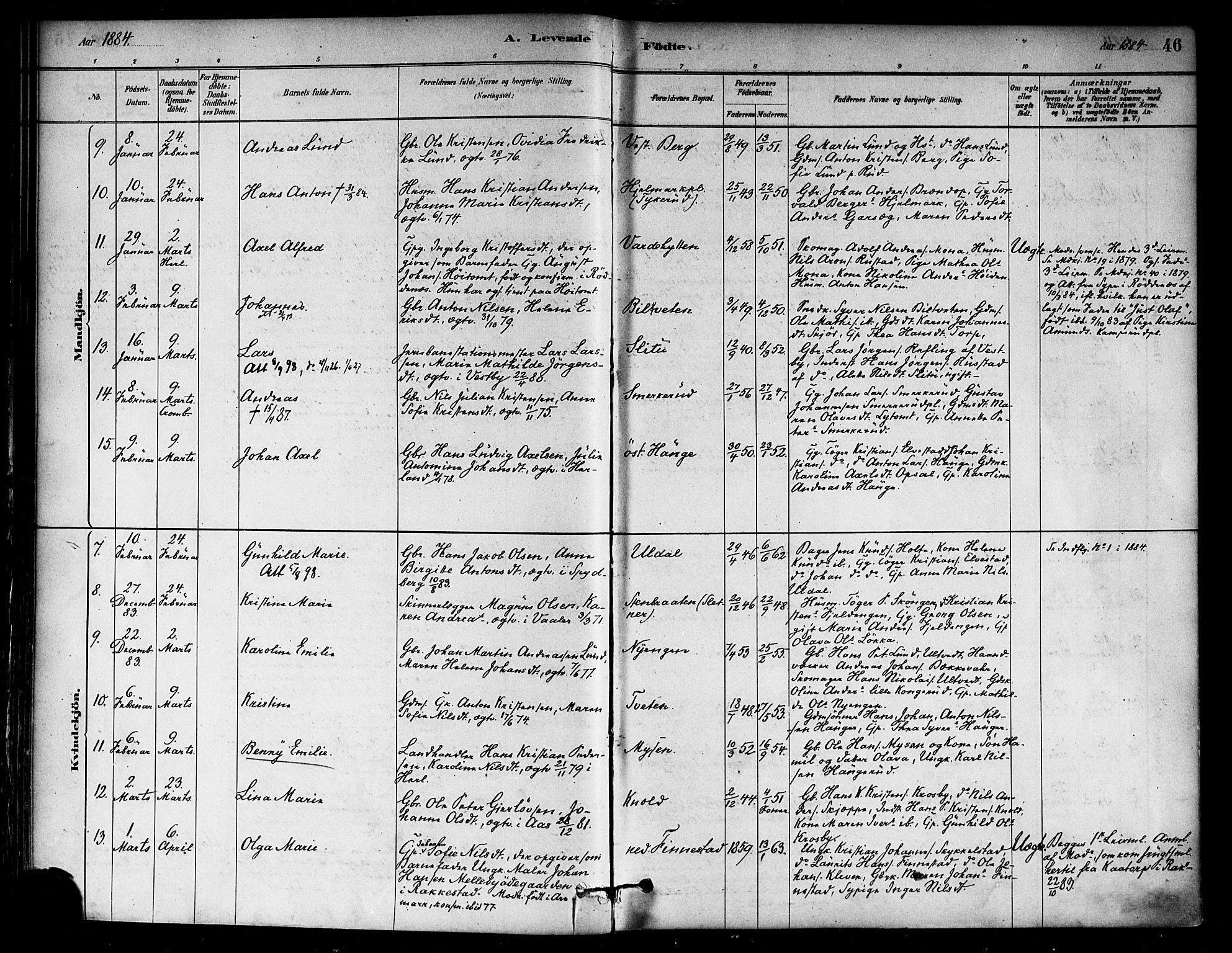 Eidsberg prestekontor Kirkebøker, AV/SAO-A-10905/F/Fa/L0012: Ministerialbok nr. I 12, 1879-1901, s. 46