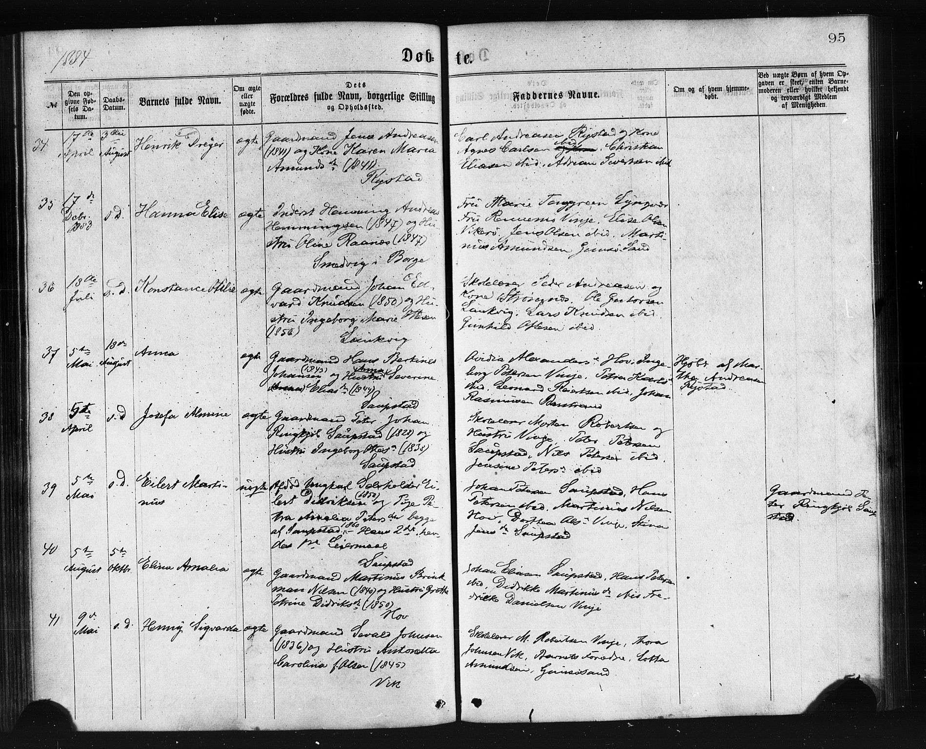 Ministerialprotokoller, klokkerbøker og fødselsregistre - Nordland, AV/SAT-A-1459/876/L1096: Ministerialbok nr. 876A02, 1870-1886, s. 95