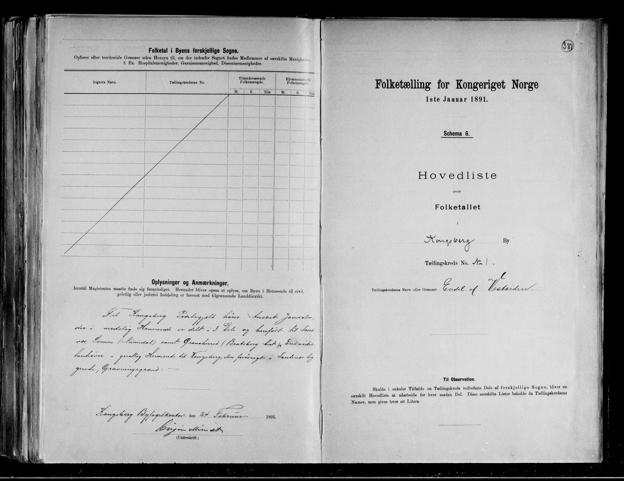 RA, Folketelling 1891 for 0604 Kongsberg kjøpstad, 1891, s. 4