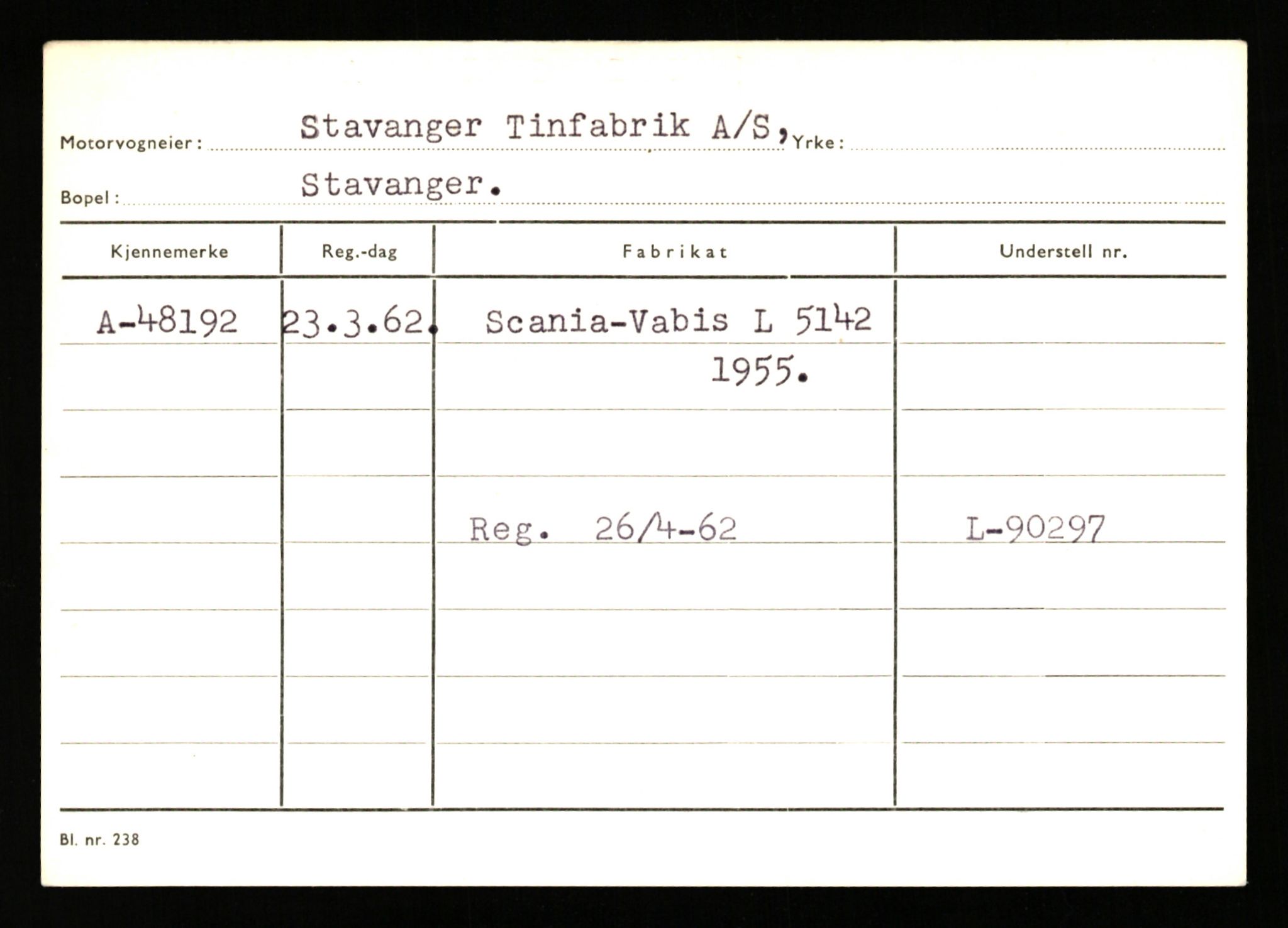 Stavanger trafikkstasjon, SAST/A-101942/0/G/L0006: Registreringsnummer: 34250 - 49007, 1930-1971, s. 3296