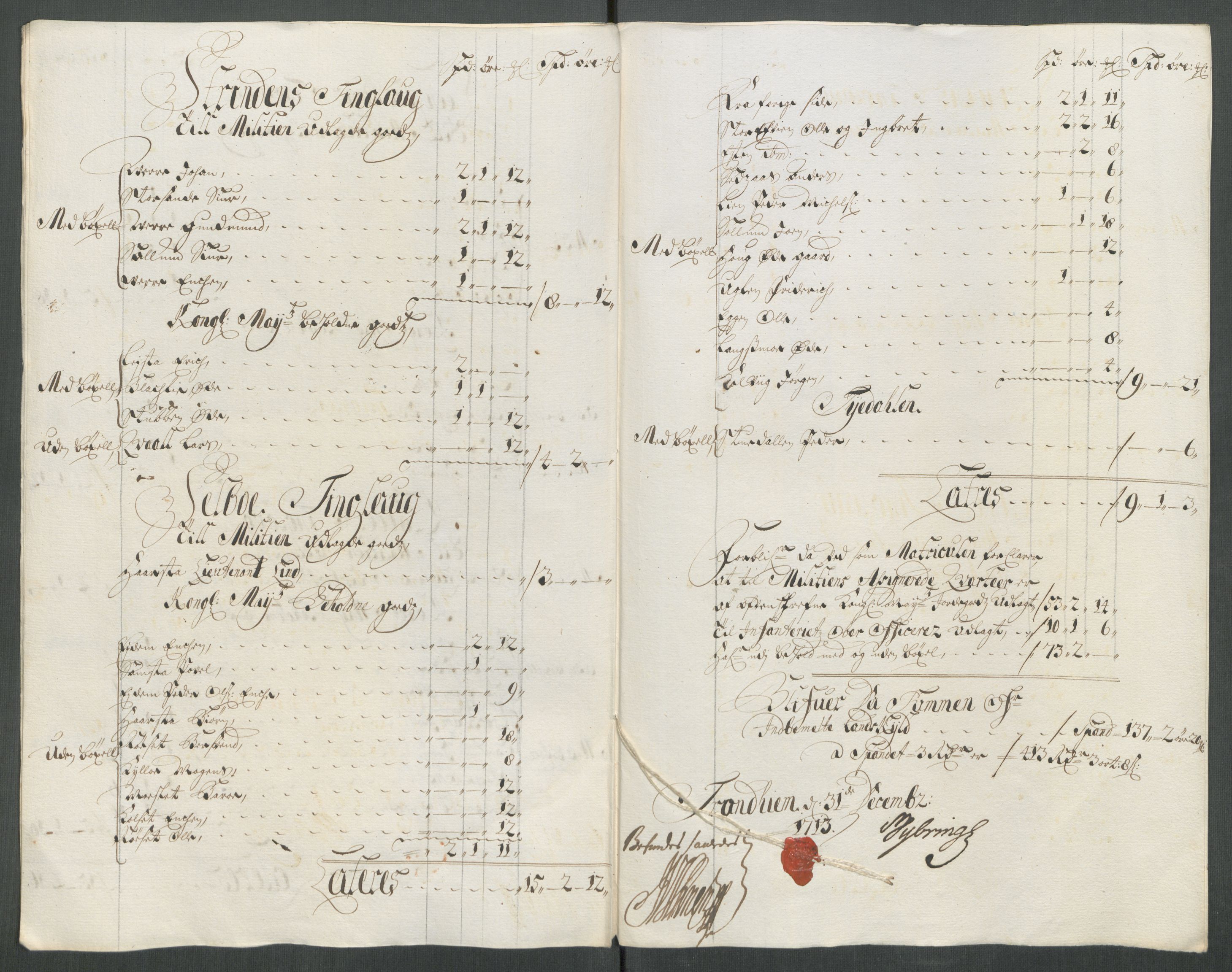 Rentekammeret inntil 1814, Reviderte regnskaper, Fogderegnskap, AV/RA-EA-4092/R61/L4113: Fogderegnskap Strinda og Selbu, 1712-1713, s. 432