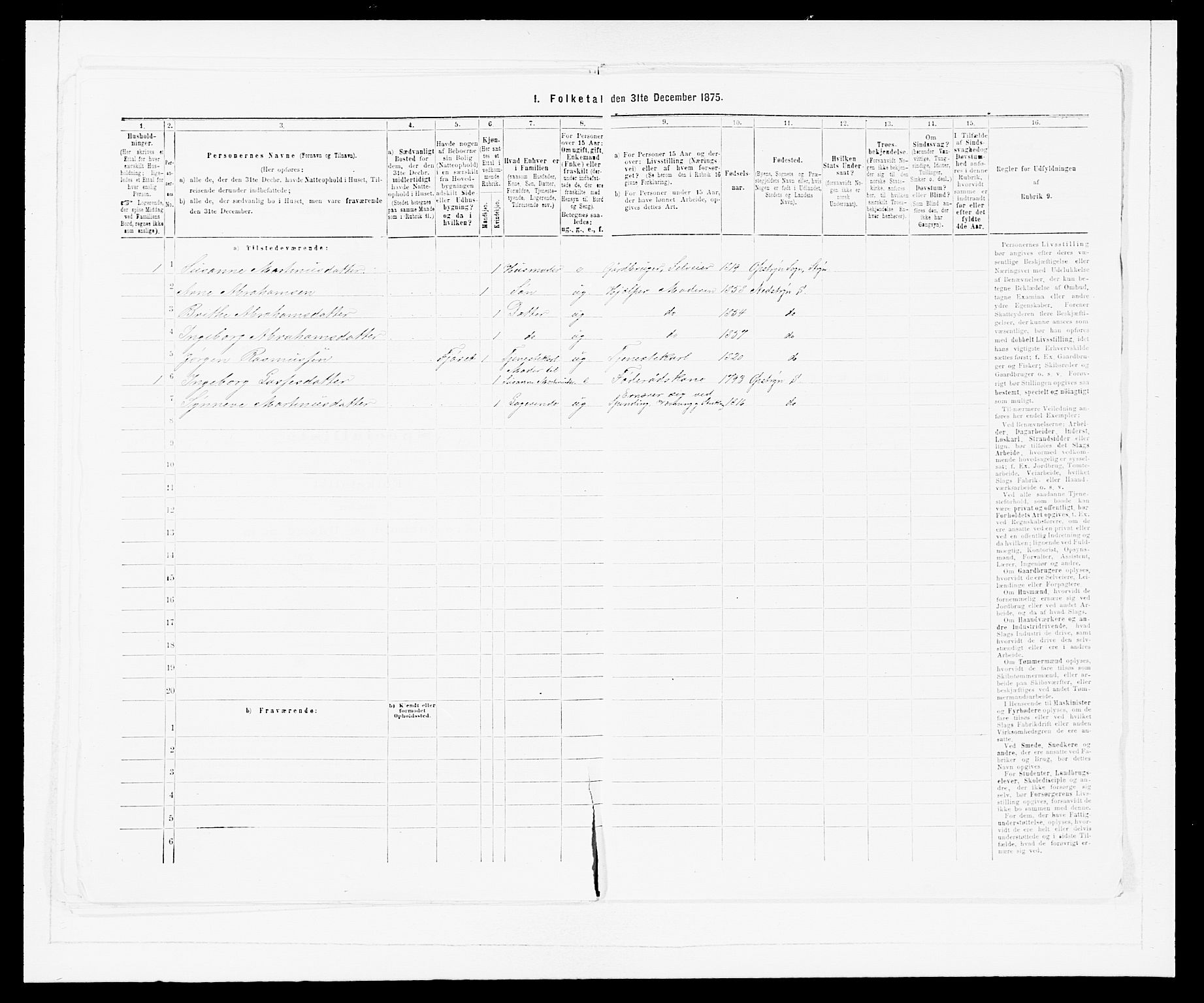 SAB, Folketelling 1875 for 1448P Stryn prestegjeld, 1875, s. 436