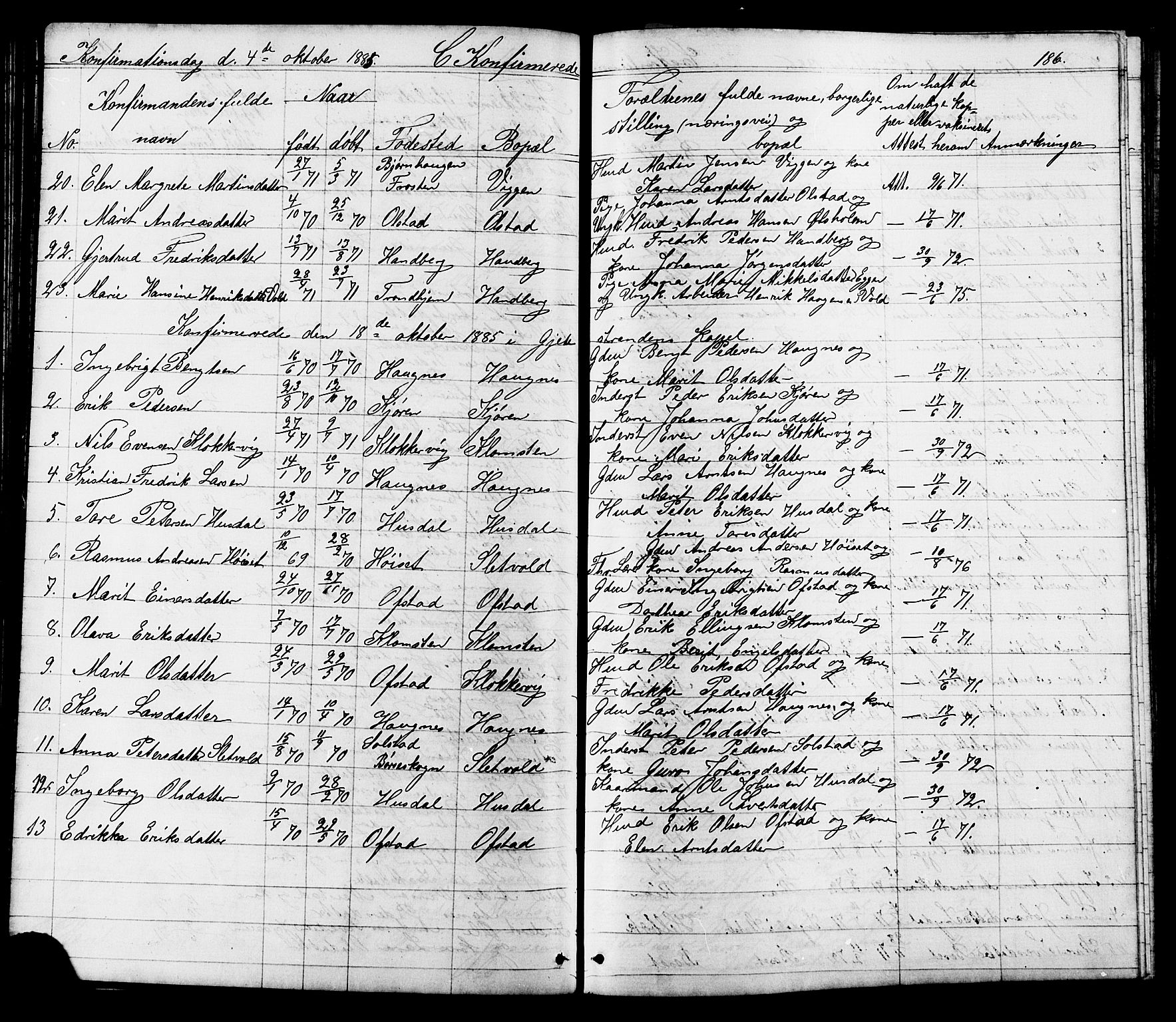 Ministerialprotokoller, klokkerbøker og fødselsregistre - Sør-Trøndelag, AV/SAT-A-1456/665/L0777: Klokkerbok nr. 665C02, 1867-1915, s. 186
