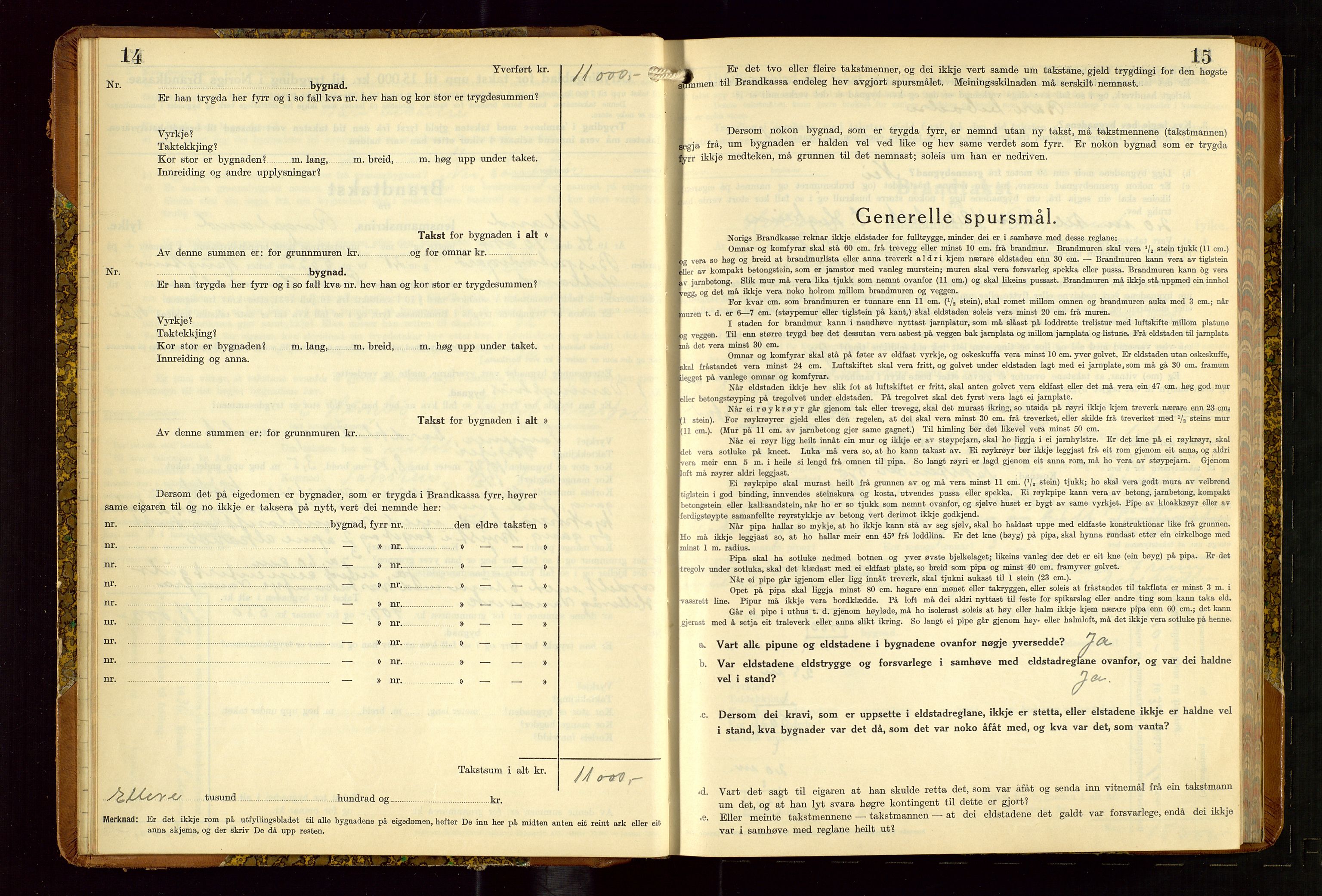 Hetland lensmannskontor, AV/SAST-A-100101/Gob/L0005: "Brandtakstprotokoll", 1936-1938, s. 14-15