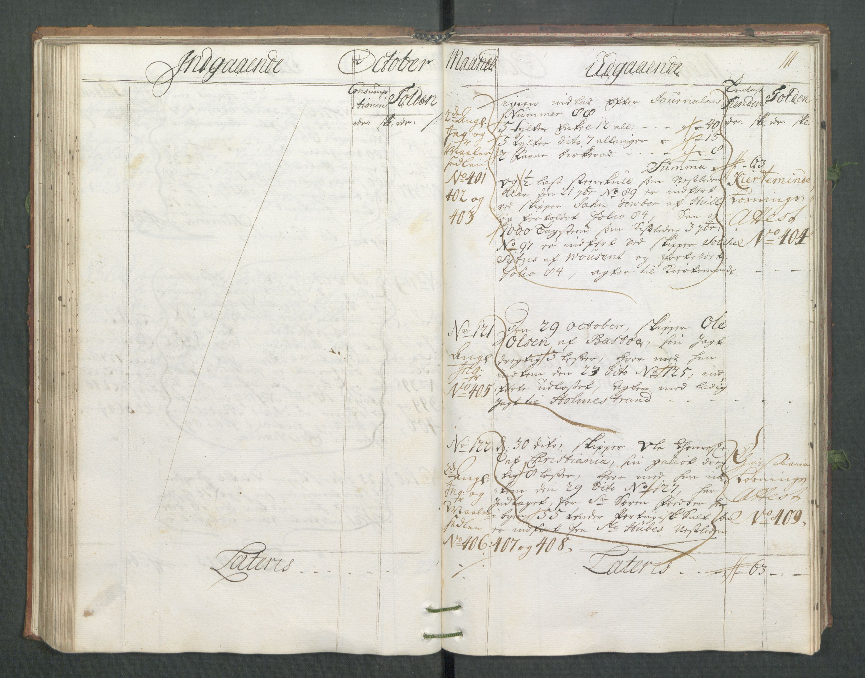 Generaltollkammeret, tollregnskaper, AV/RA-EA-5490/R02/L0006/0001: Tollregnskaper Fredrikstad / Hovedtollbok, 1731, s. 111