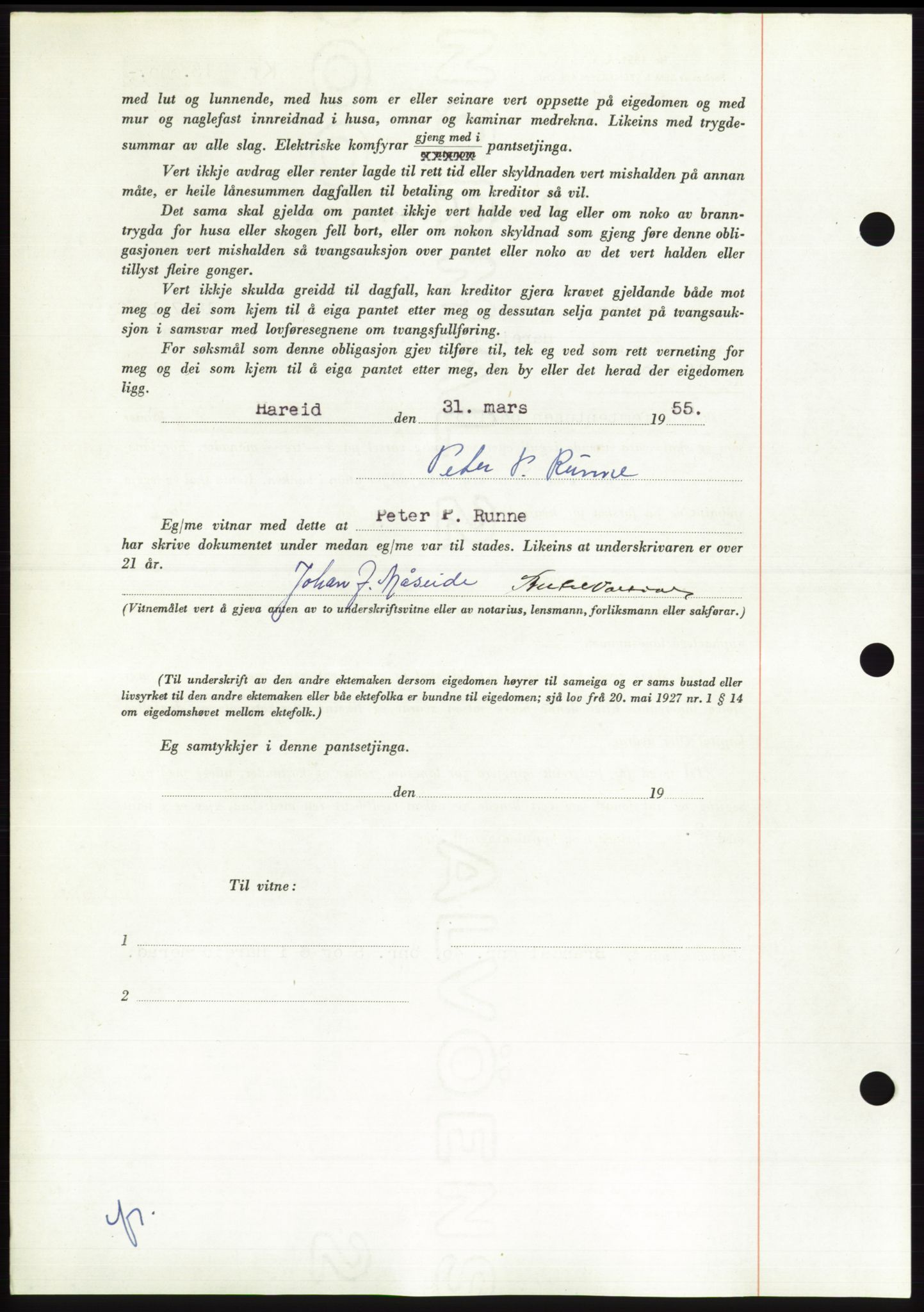 Søre Sunnmøre sorenskriveri, AV/SAT-A-4122/1/2/2C/L0126: Pantebok nr. 14B, 1954-1955, Dagboknr: 837/1955