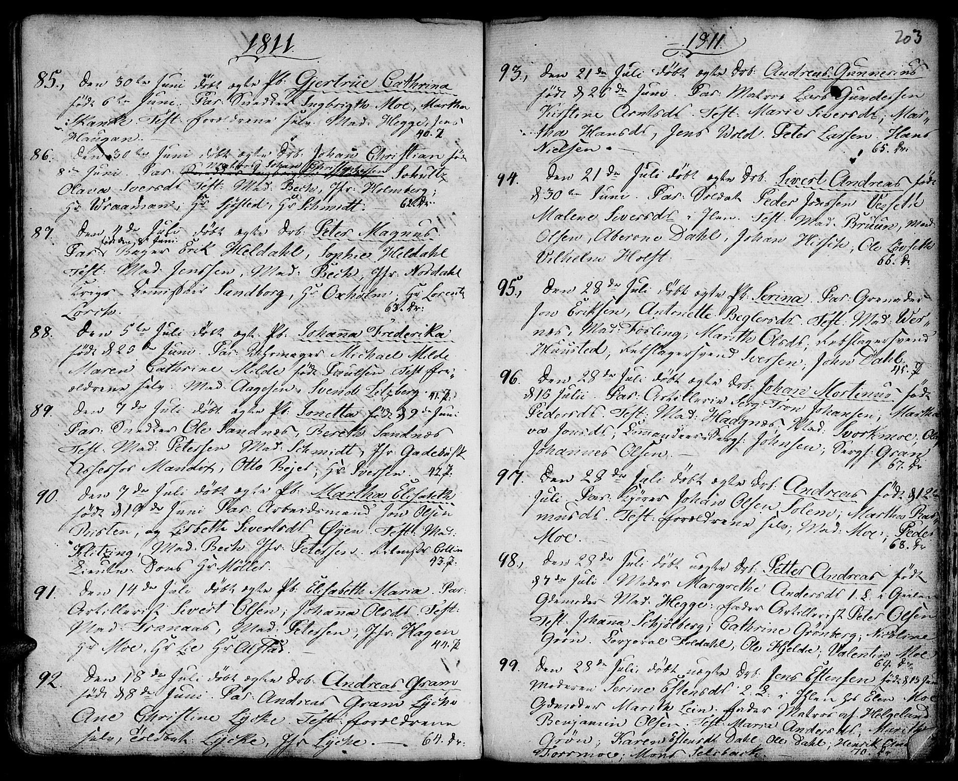 Ministerialprotokoller, klokkerbøker og fødselsregistre - Sør-Trøndelag, SAT/A-1456/601/L0039: Ministerialbok nr. 601A07, 1770-1819, s. 203