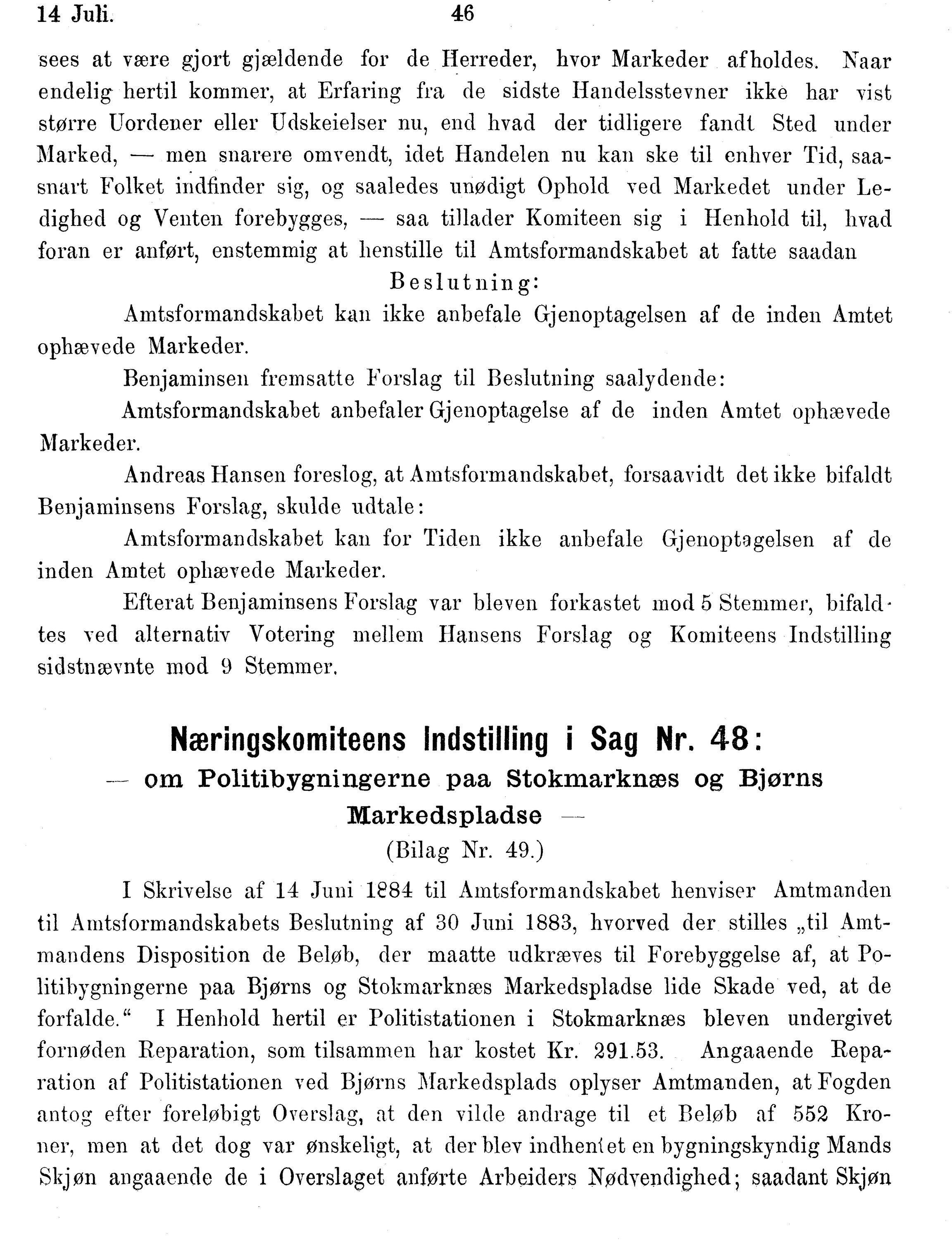 Nordland Fylkeskommune. Fylkestinget, AIN/NFK-17/176/A/Ac/L0014: Fylkestingsforhandlinger 1881-1885, 1881-1885