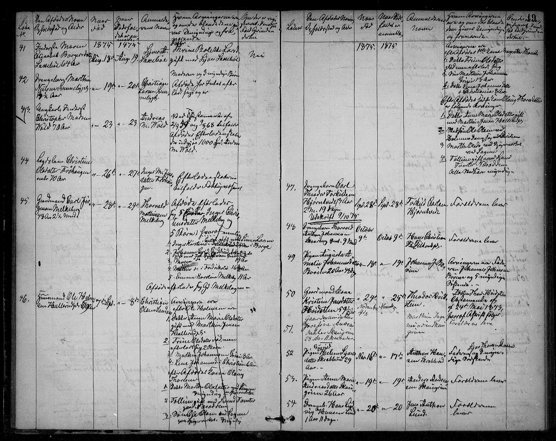 Spydeberg lensmannsarkiv, AV/SAO-A-10635/H/Ha/L0002: Dødsfallsprotokoll, 1868-1908, s. 18b-19a