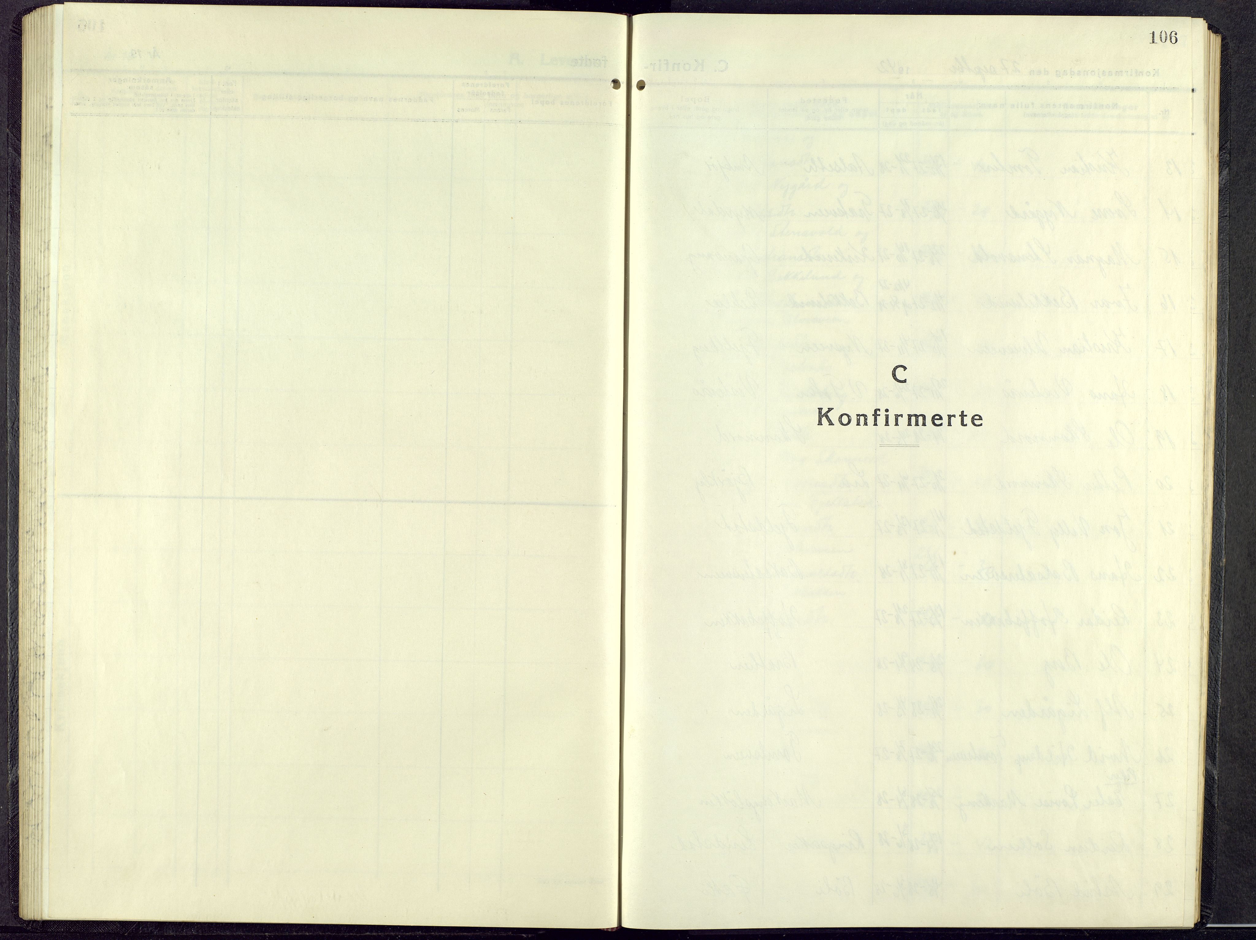 Biri prestekontor, SAH/PREST-096/H/Ha/Hab/L0009: Klokkerbok nr. 9, 1942-1955, s. 106