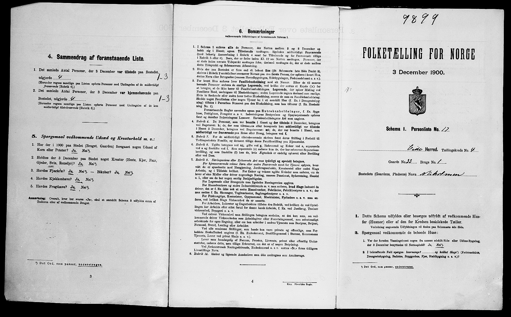 SAK, Folketelling 1900 for 0925 Eide herred, 1900, s. 312