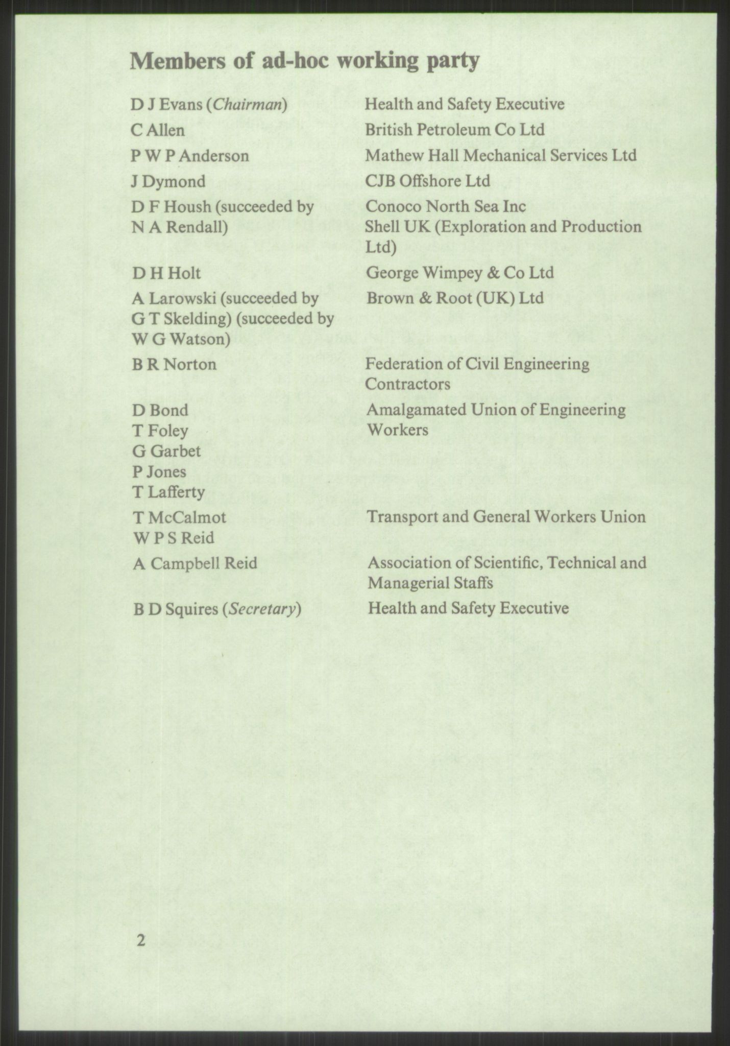 Justisdepartementet, Granskningskommisjonen ved Alexander Kielland-ulykken 27.3.1980, AV/RA-S-1165/D/L0015: L Health and Safety Executive (Doku.liste + L1 av 1)/M Lloyds Register (Doku.liste + M1-M5 av 10)/ N Redningsutstyr (Doku.liste + N1-N43 av 43) , 1980-1981, s. 14