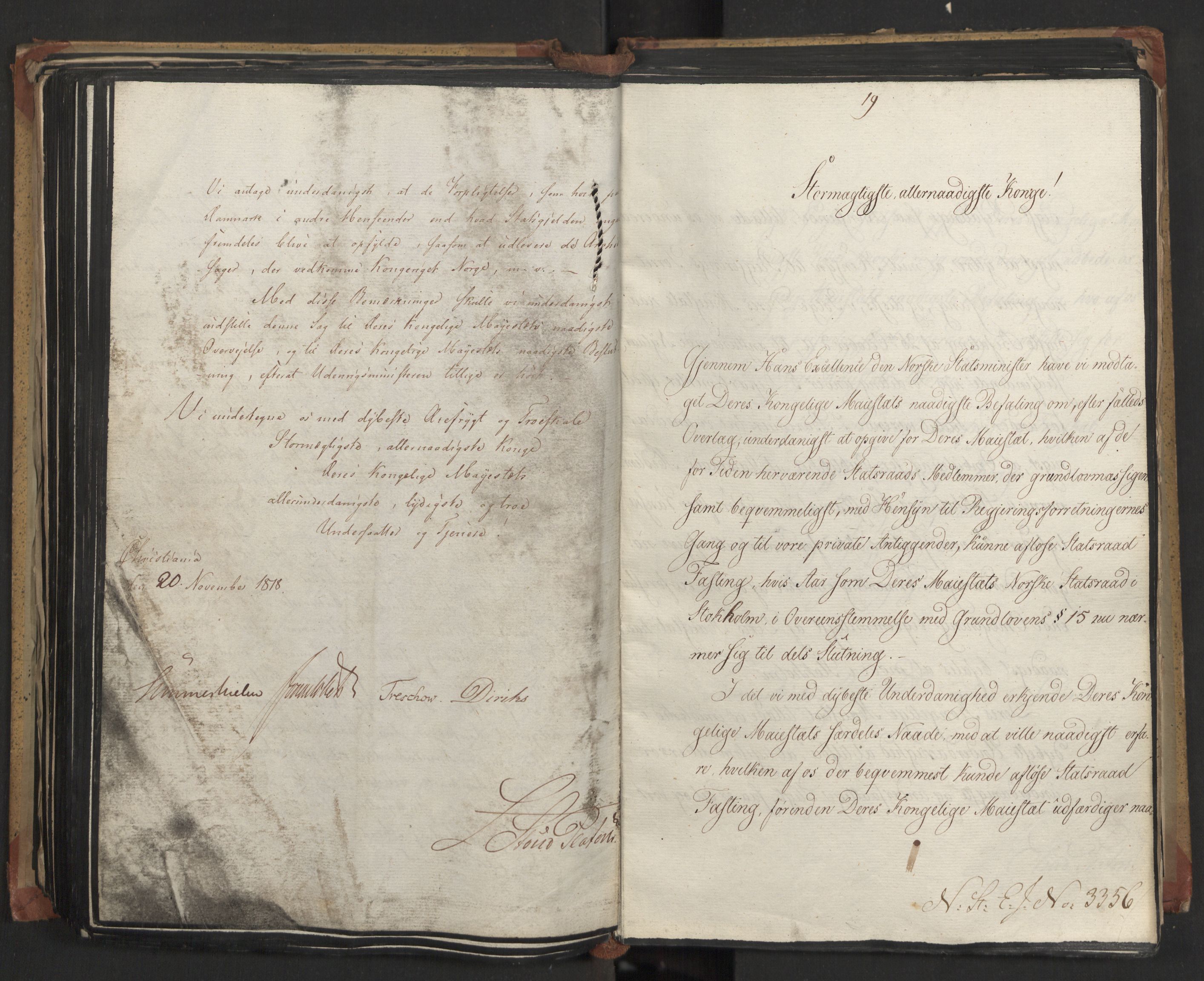 Statsrådsavdelingen i Stockholm, AV/RA-S-1003/D/Da/L0016: Regjeringsinnstillinger nr. 3101-3468, 1818, s. 270