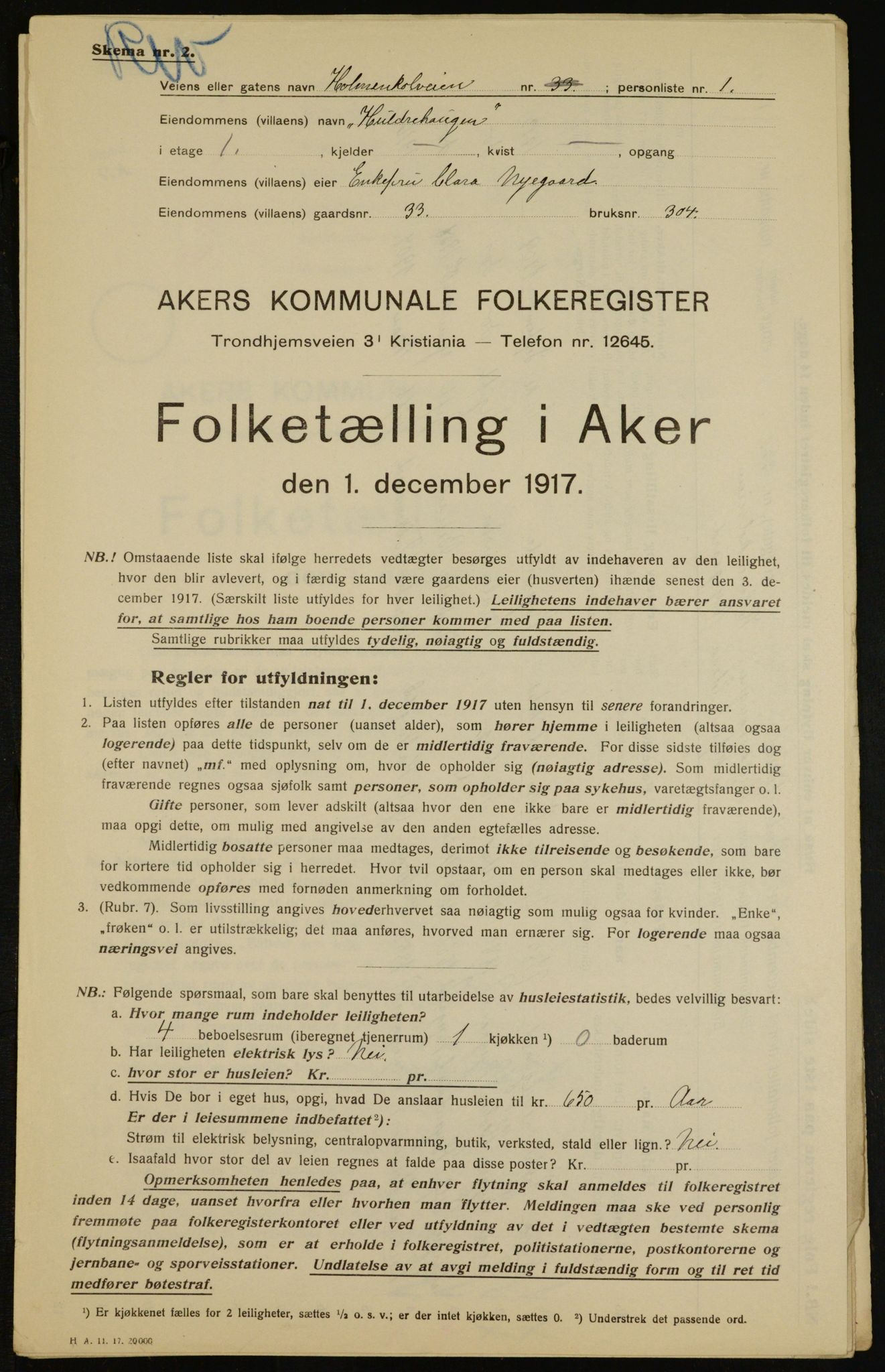 OBA, Kommunal folketelling 1.12.1917 for Aker, 1917, s. 8246