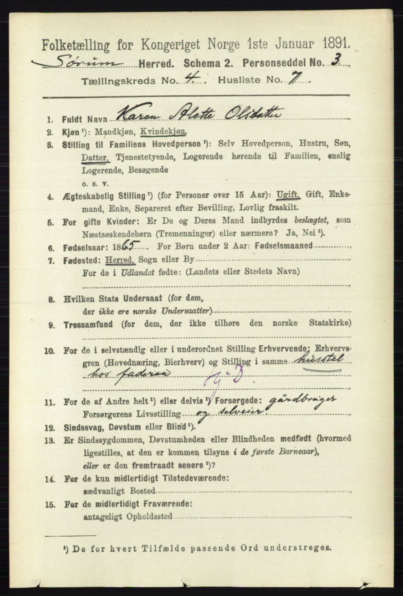 RA, Folketelling 1891 for 0226 Sørum herred, 1891, s. 1917
