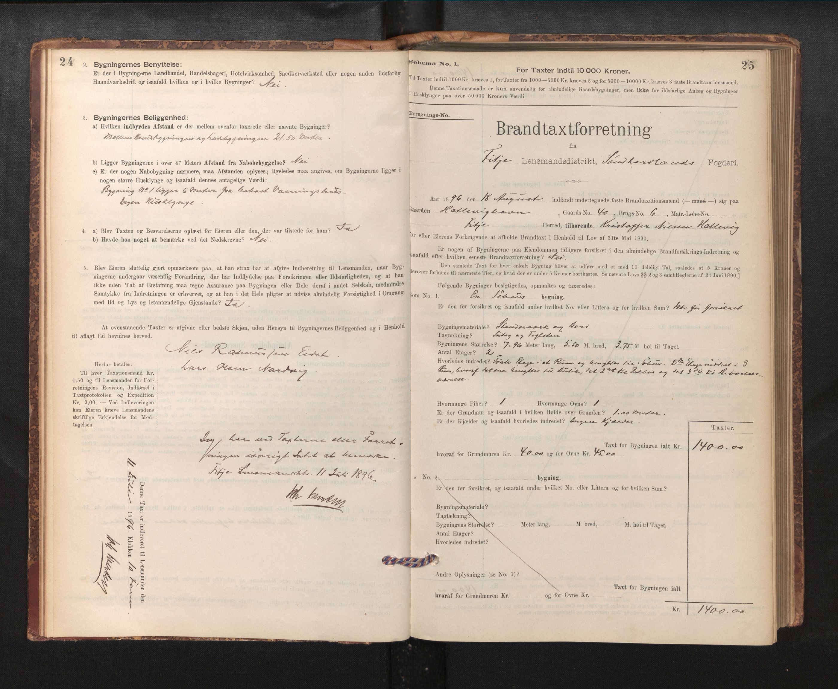 Lensmannen i Fitjar, SAB/A-32001/0012/L0001: Branntakstprotokoll, skjematakst, 1895-1948, s. 24-25