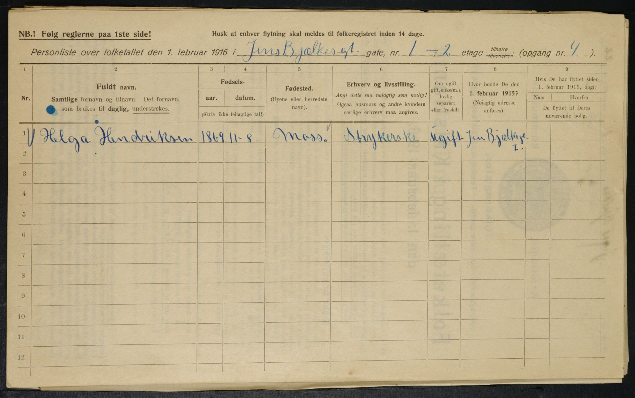 OBA, Kommunal folketelling 1.2.1916 for Kristiania, 1916, s. 46545