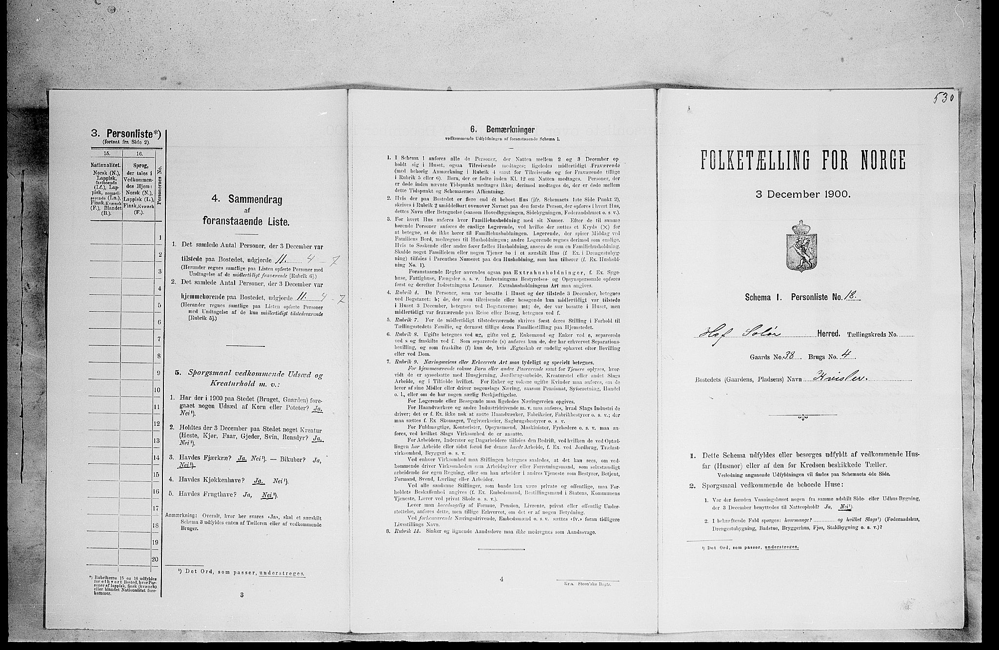 SAH, Folketelling 1900 for 0424 Hof herred, 1900, s. 520