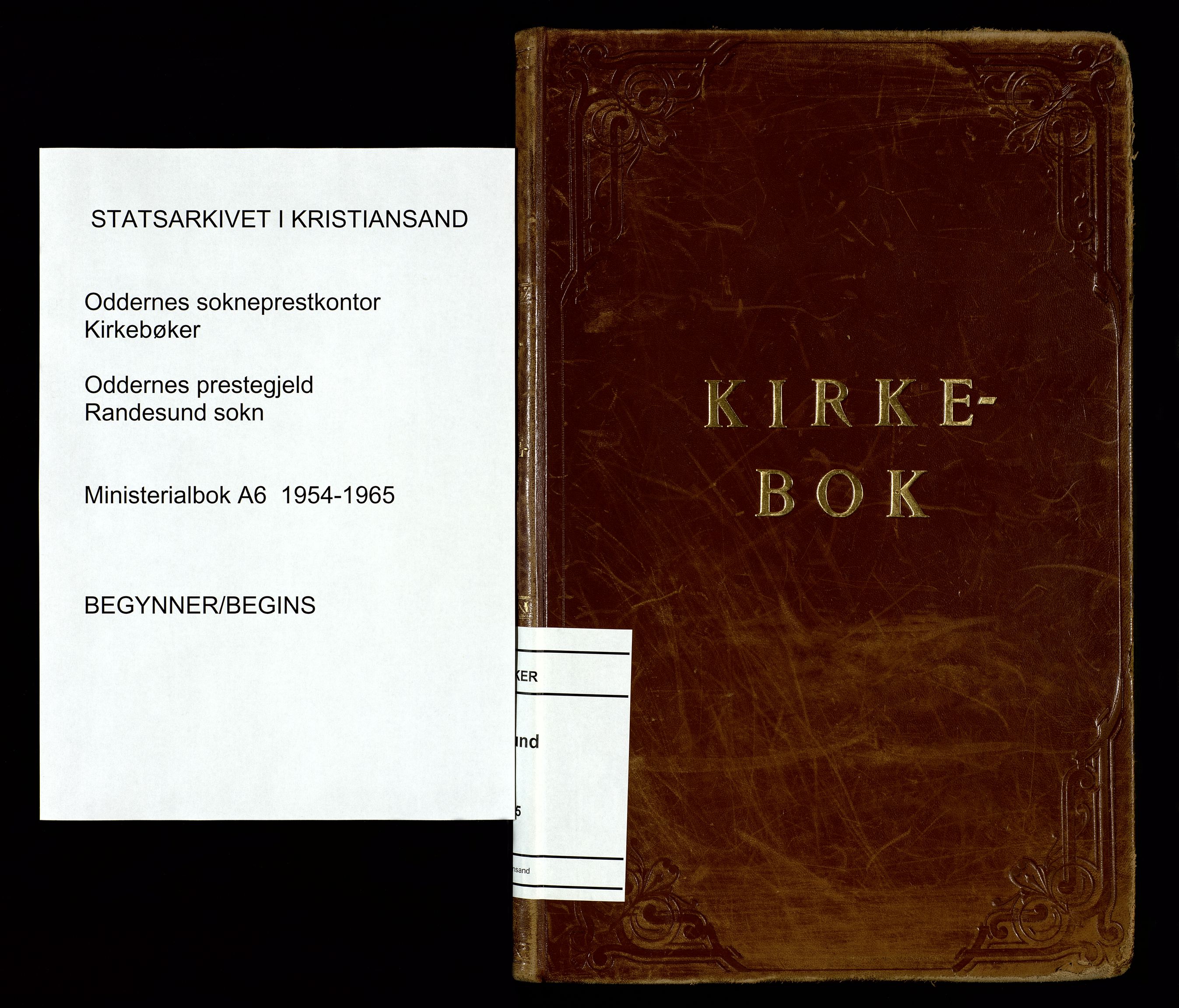 Oddernes sokneprestkontor, AV/SAK-1111-0033/F/Fa/Fab/L0006: Ministerialbok nr. A 6, 1954-1965