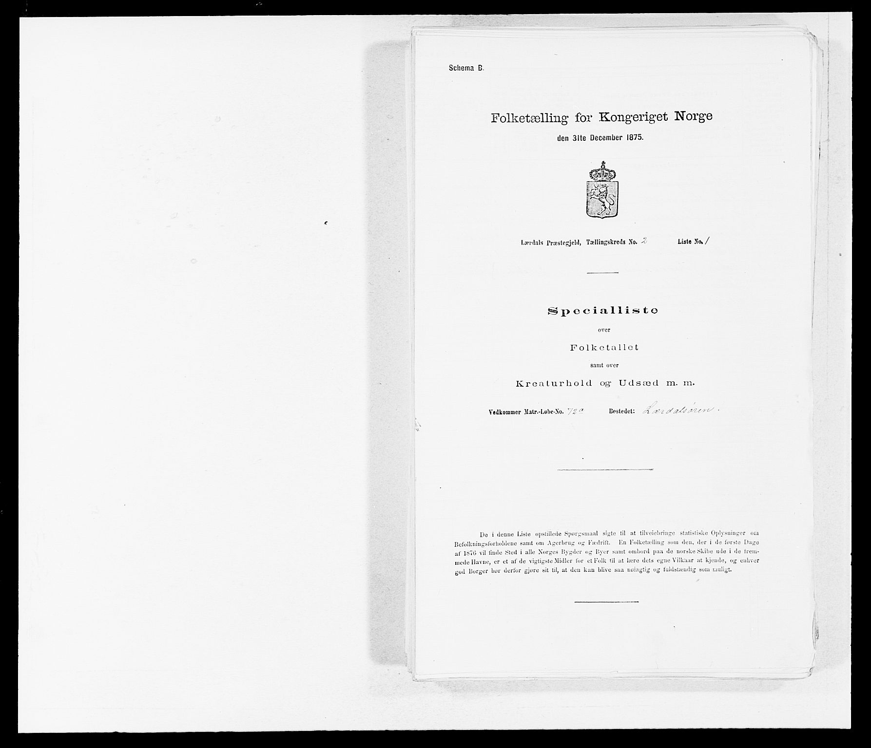 SAB, Folketelling 1875 for 1422P Lærdal prestegjeld, 1875, s. 141