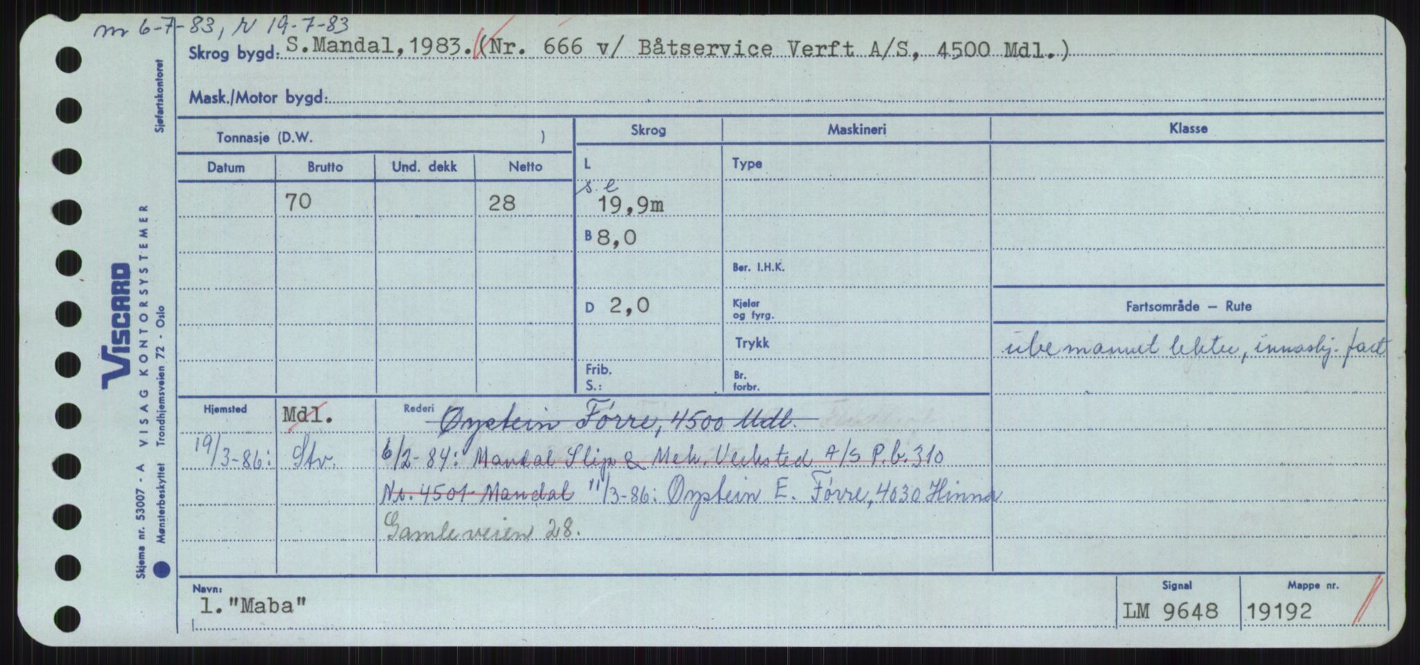 Sjøfartsdirektoratet med forløpere, Skipsmålingen, AV/RA-S-1627/H/Hc/L0001: Lektere, A-Y, s. 293