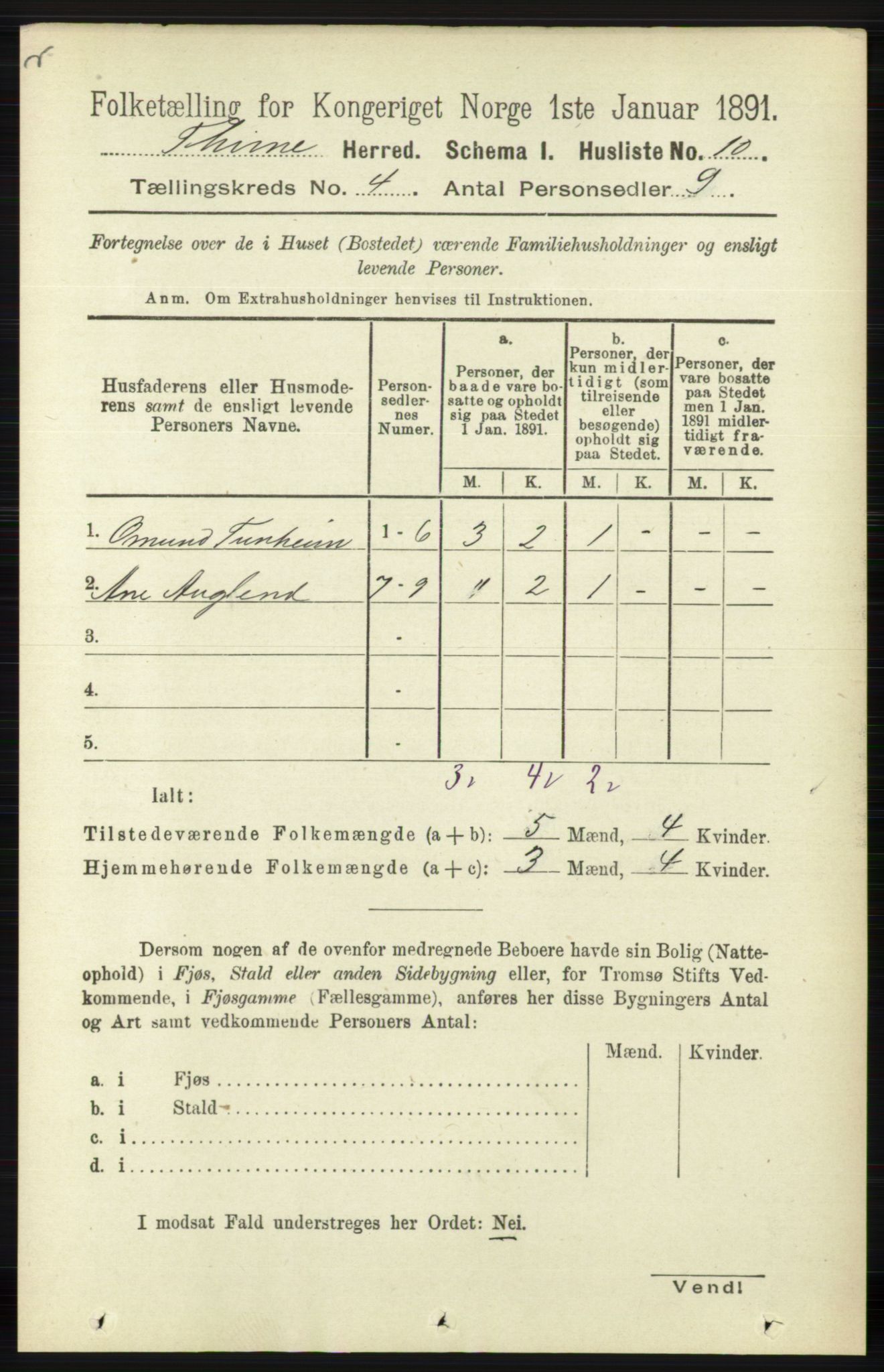 RA, Folketelling 1891 for 1121 Time herred, 1891, s. 1311