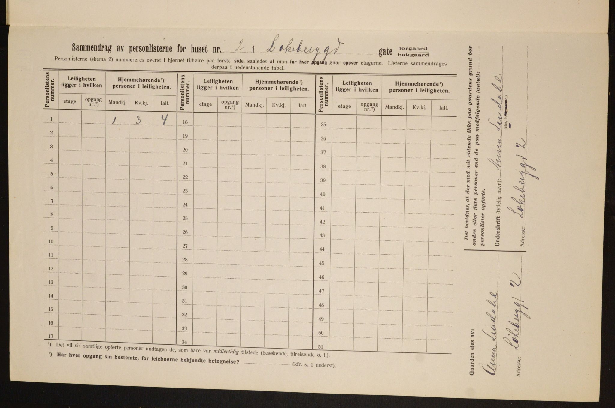 OBA, Kommunal folketelling 1.2.1913 for Kristiania, 1913, s. 58349