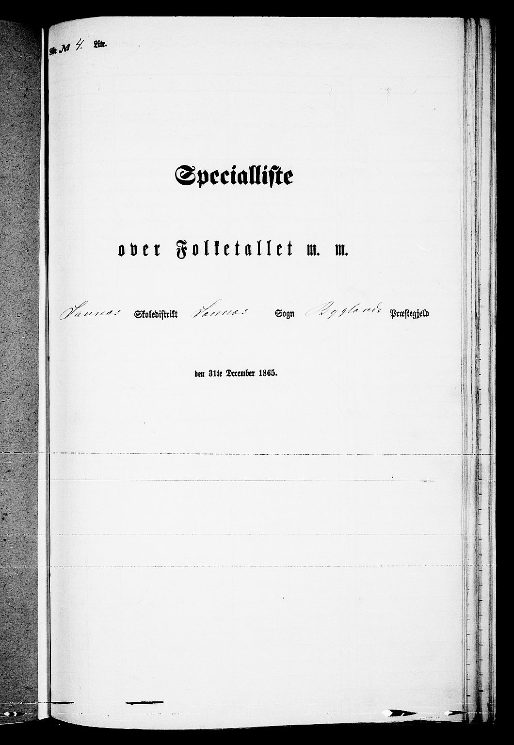 RA, Folketelling 1865 for 0938P Bygland prestegjeld, 1865, s. 45