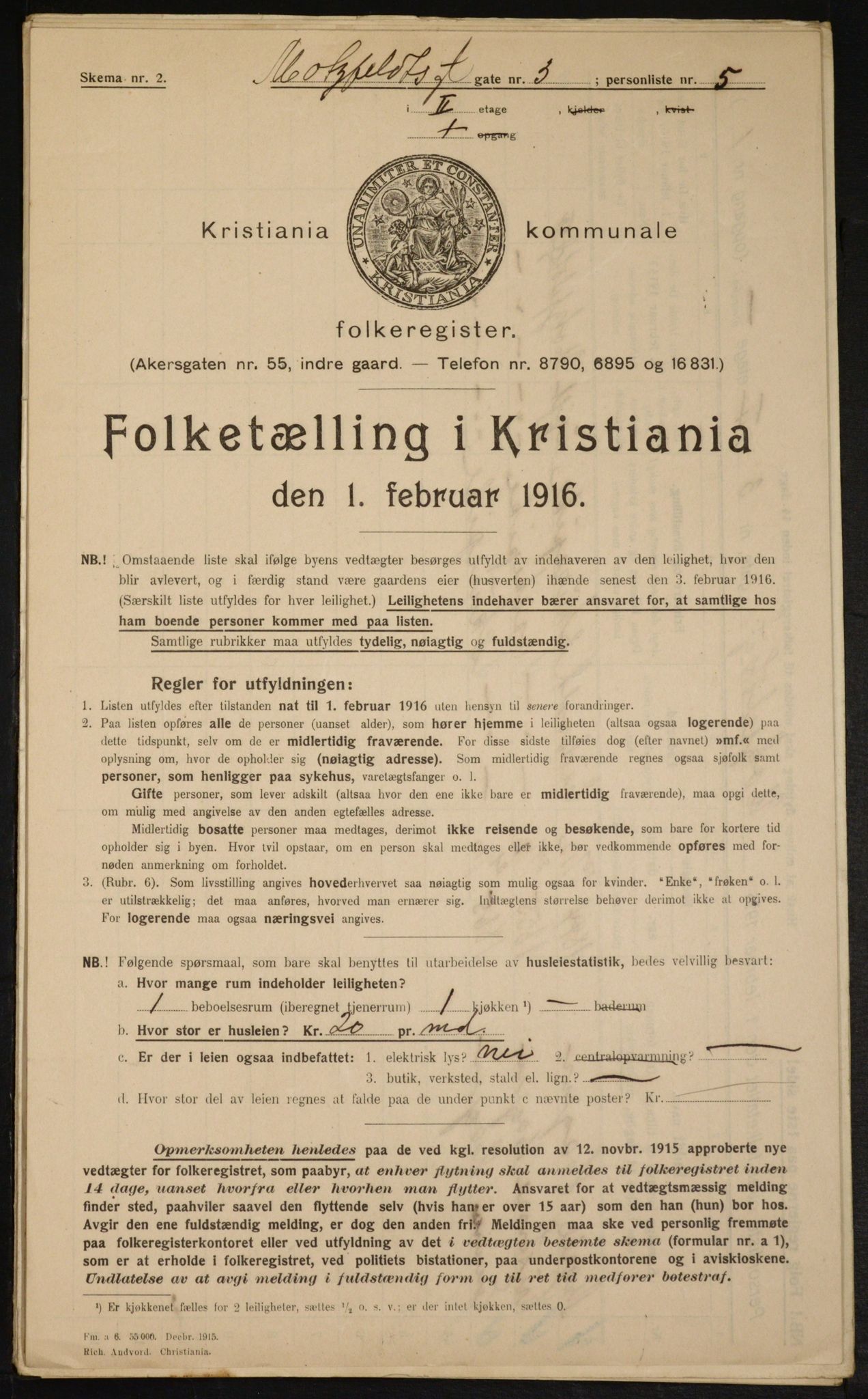 OBA, Kommunal folketelling 1.2.1916 for Kristiania, 1916, s. 67574