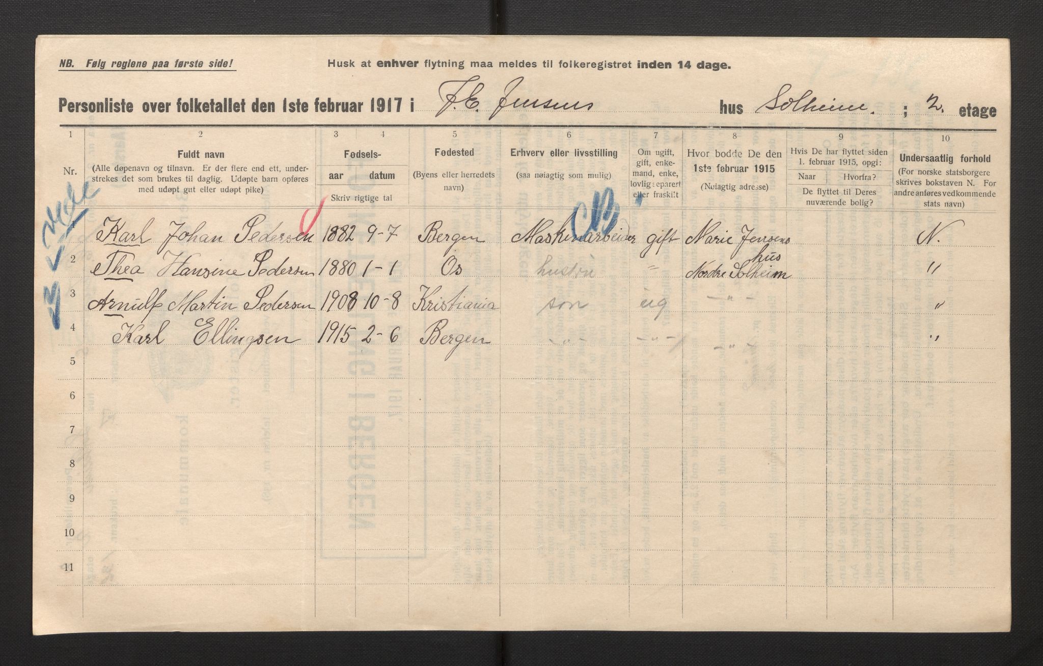 SAB, Kommunal folketelling 1917 for Bergen kjøpstad, 1917, s. 49210